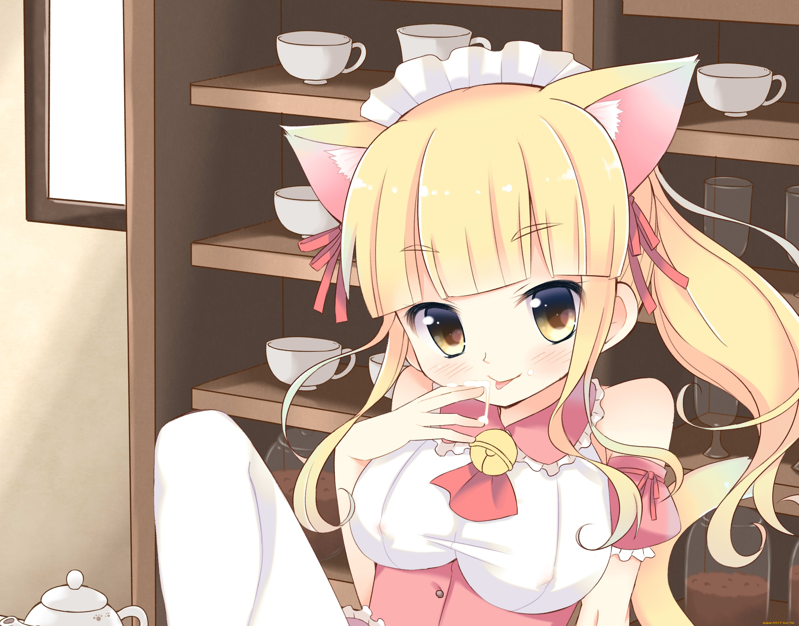 аниме, животные, , существа, девочка, ушки