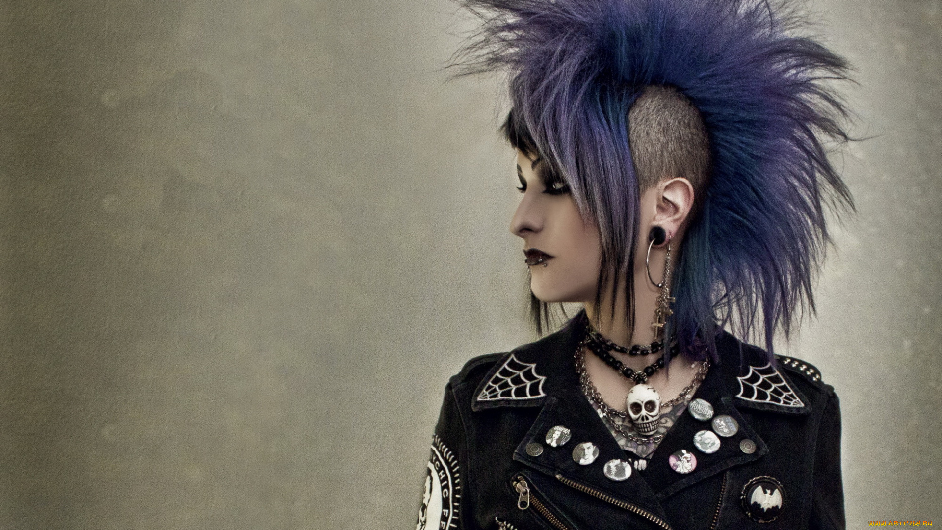 девушки, -unsort, , рыжеволосые, и, другие, пирсинг, ирокез, фон, девушка