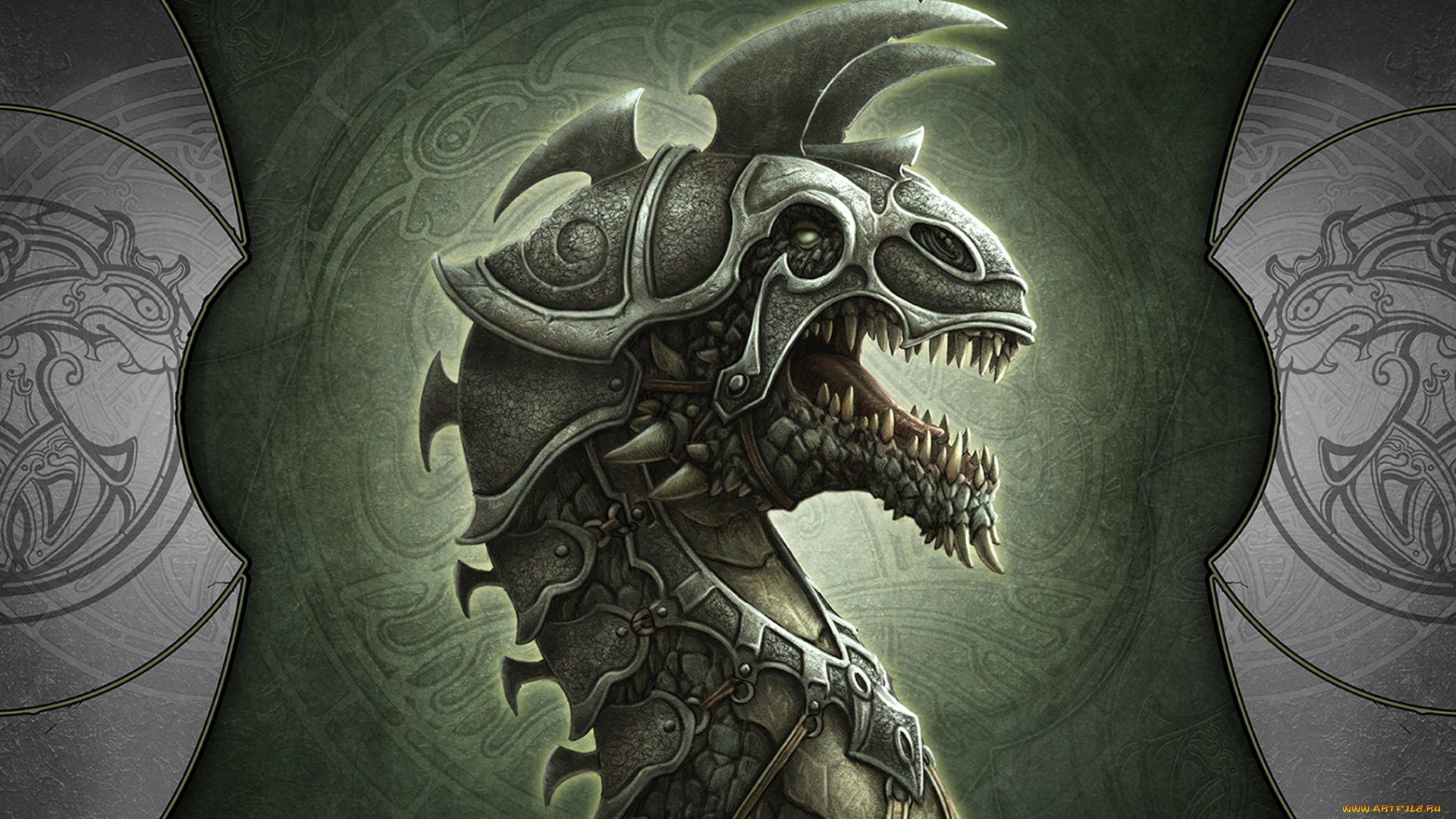 фэнтези, демоны, пасть, голова, доспехи, дракон