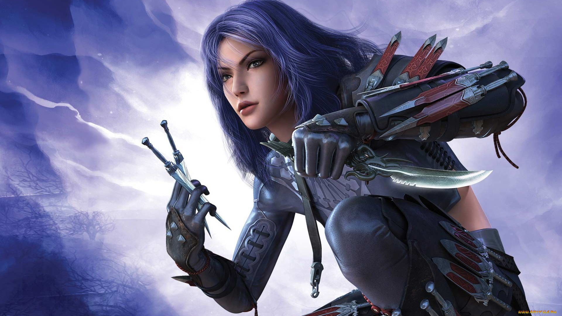 фэнтези, девушки, ножи, девушка, кинжалы