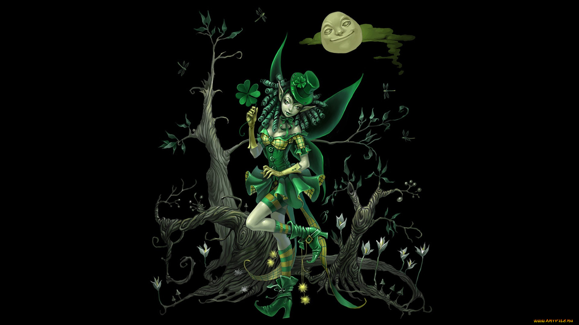 фэнтези, эльфы, фон, взгляд, эльфийка