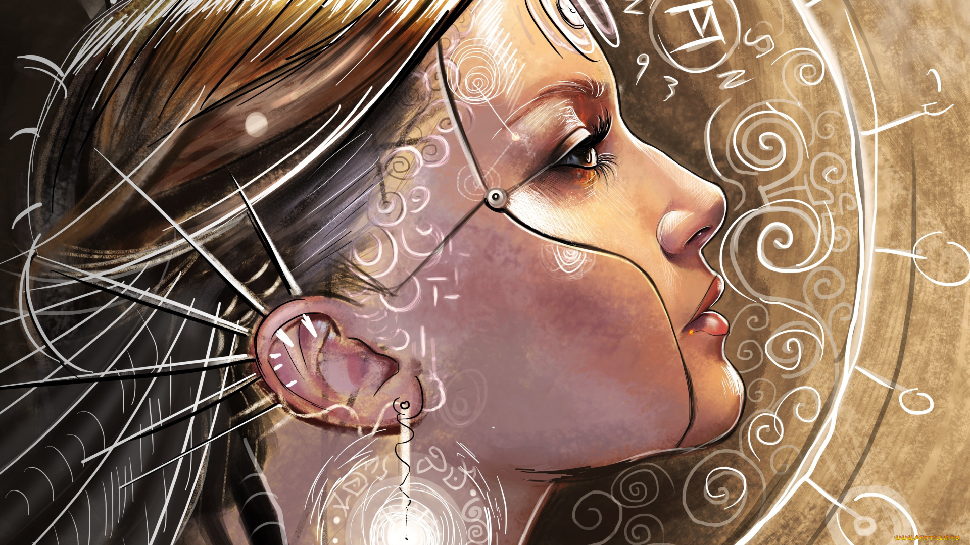 фэнтези, роботы, , киборги, , механизмы, профиль, фантастика, шипы, узоры, арт, девушка