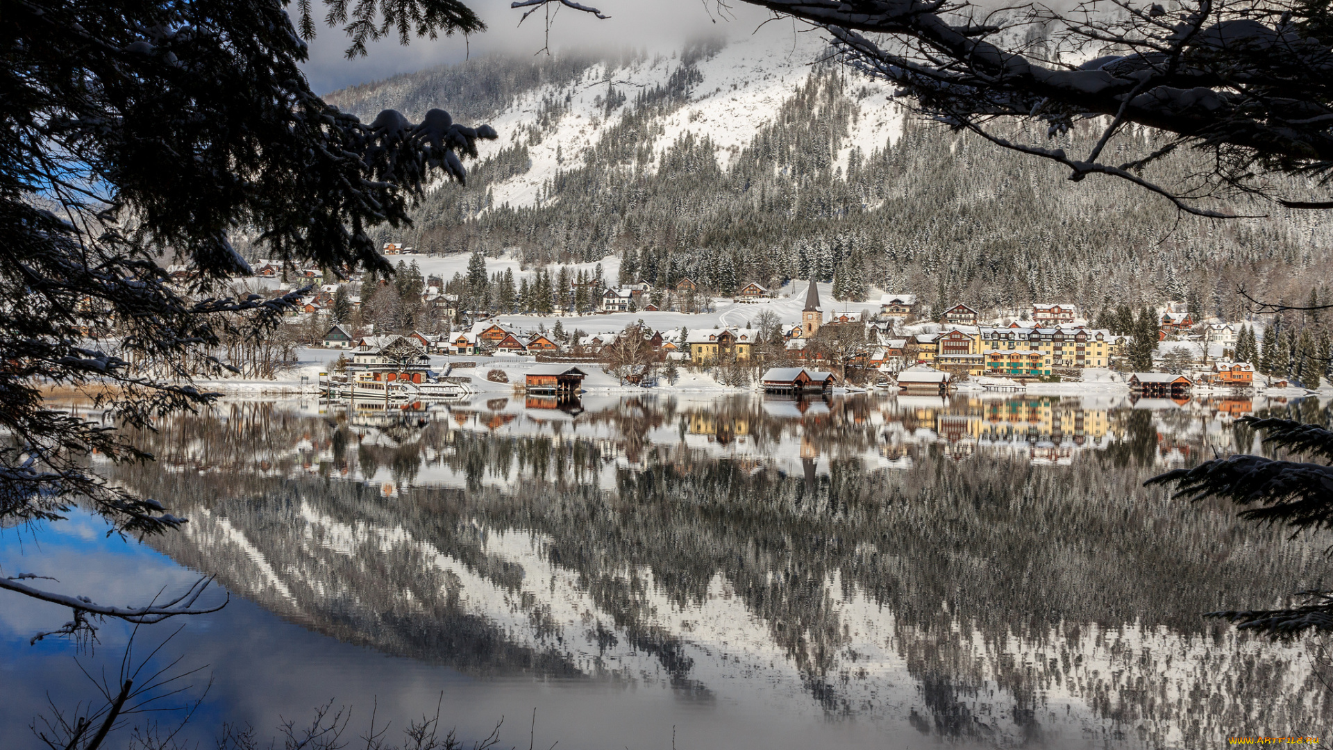 города, -, пейзажи, озеро, горы