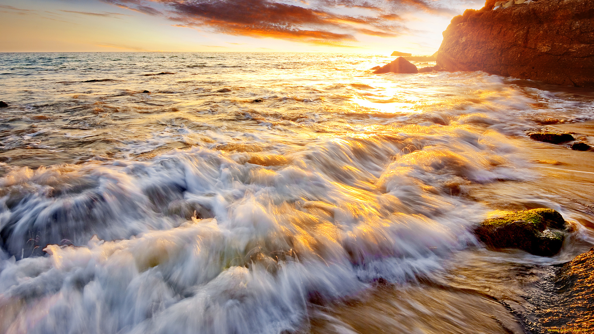 природа, побережье, рассвет