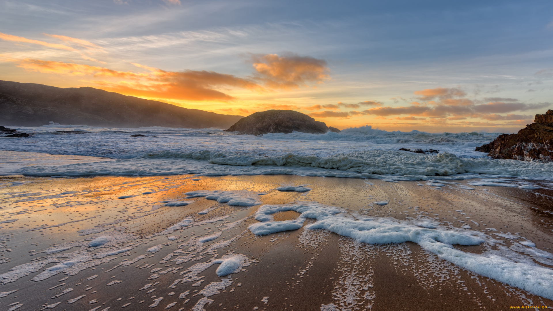 природа, побережье, рассвет