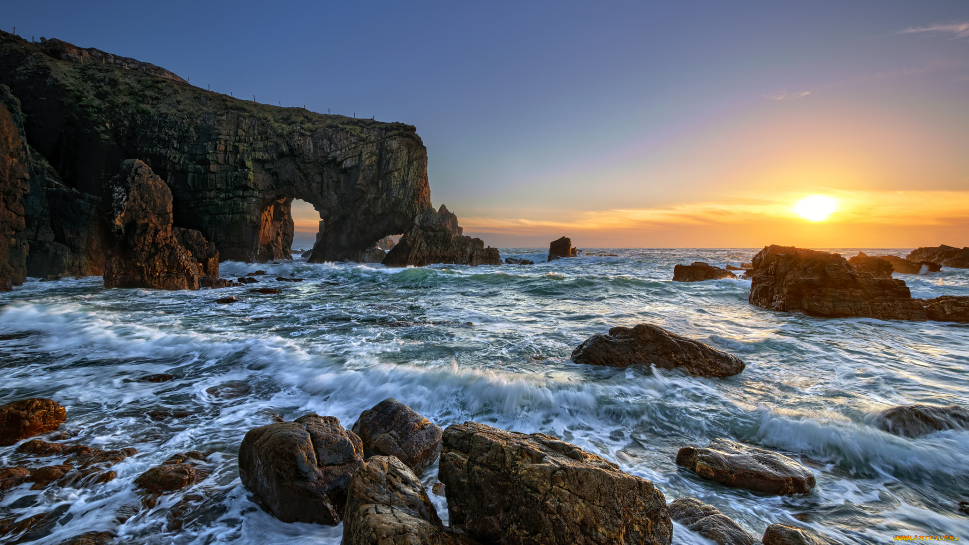 природа, побережье, рассвет