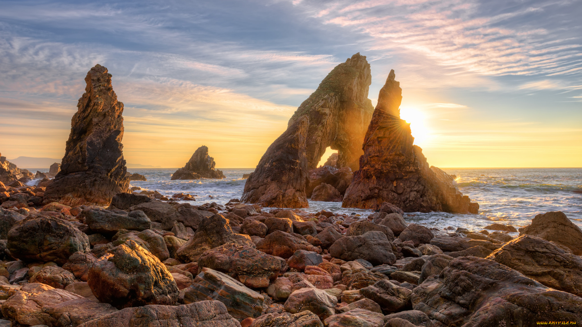 природа, побережье, рассвет