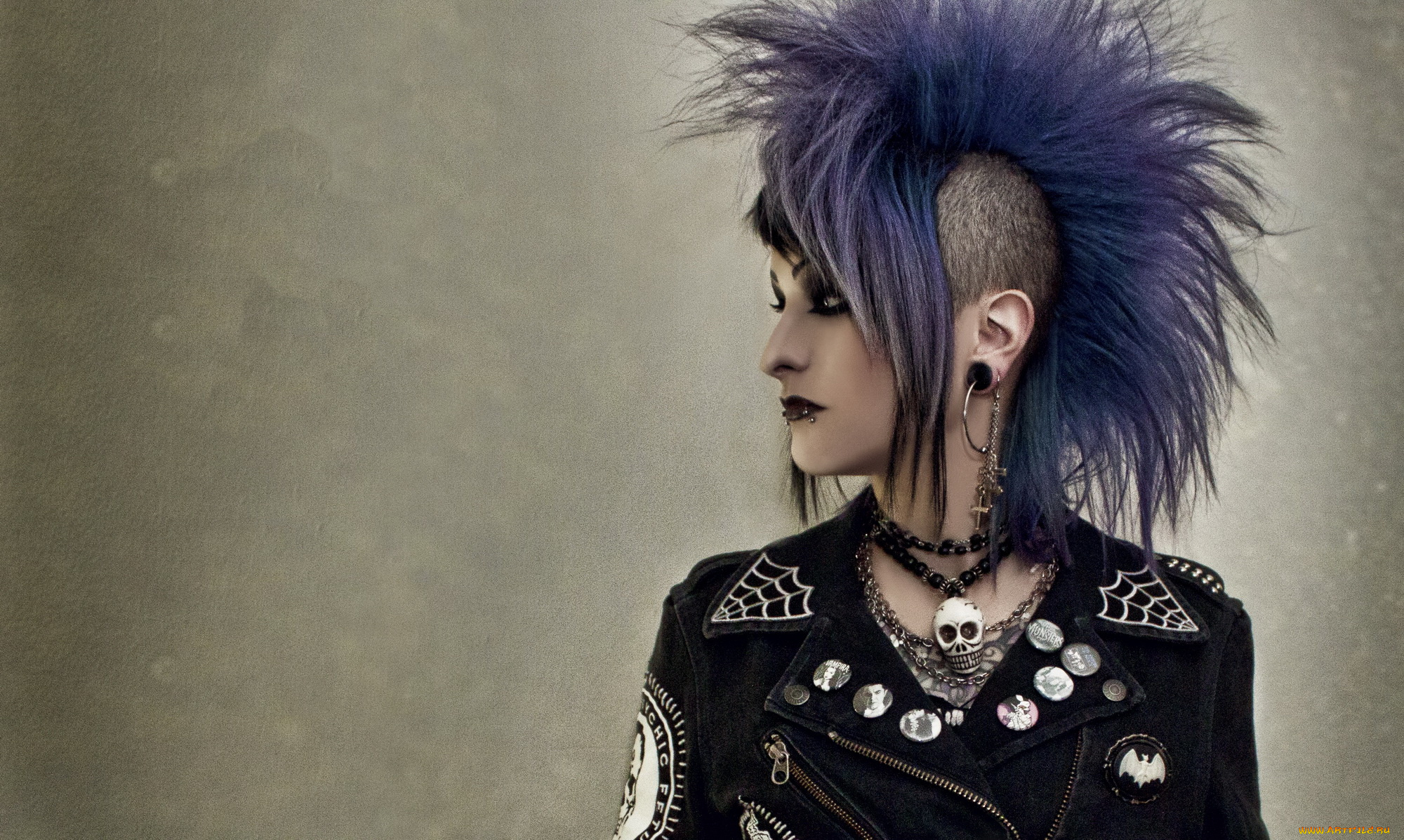 девушки, -unsort, , рыжеволосые, и, другие, пирсинг, ирокез, фон, девушка