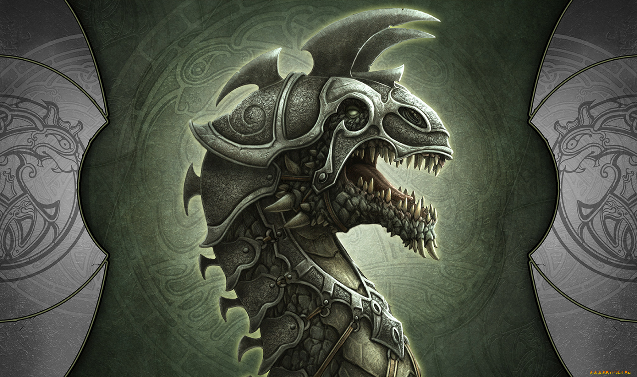 фэнтези, демоны, пасть, голова, доспехи, дракон