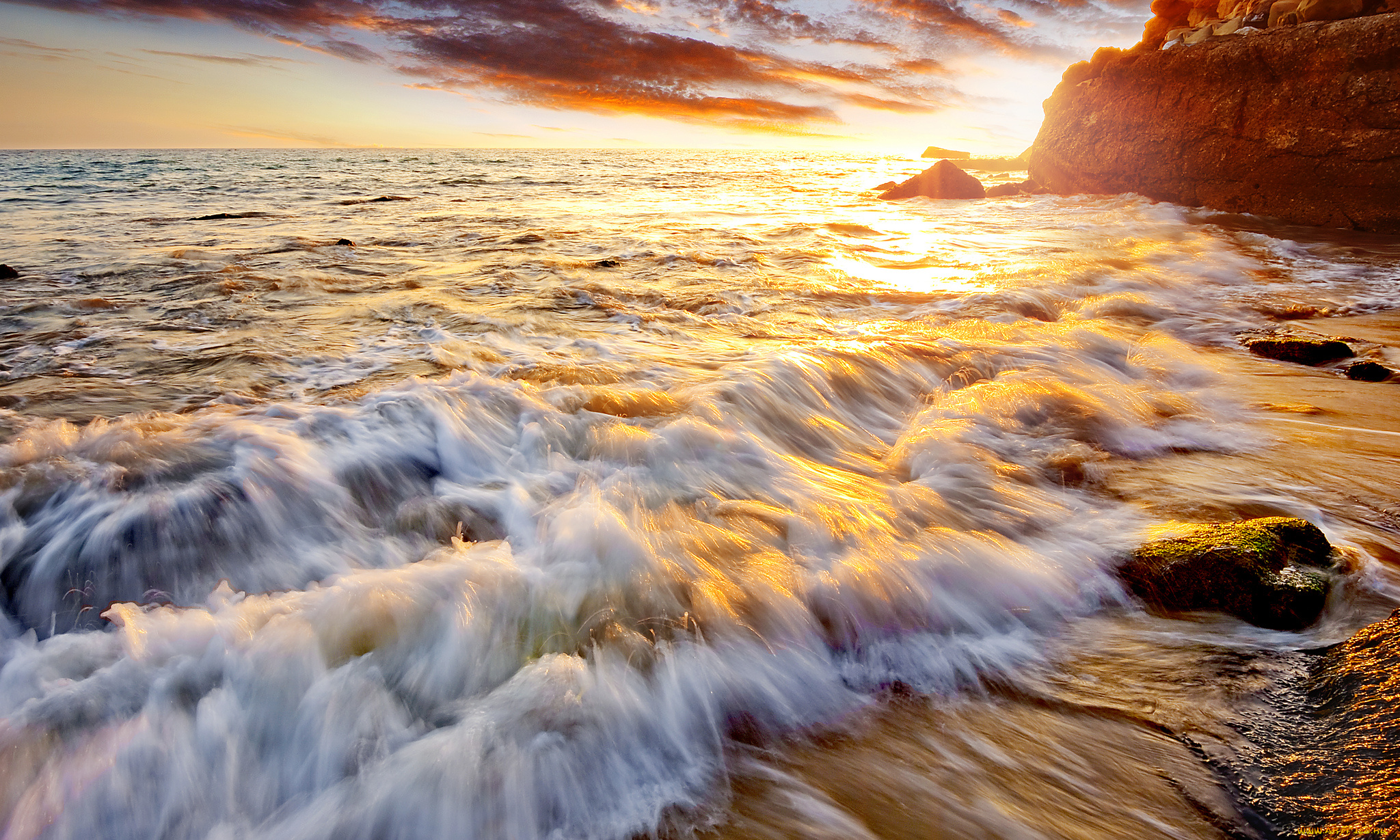 природа, побережье, рассвет