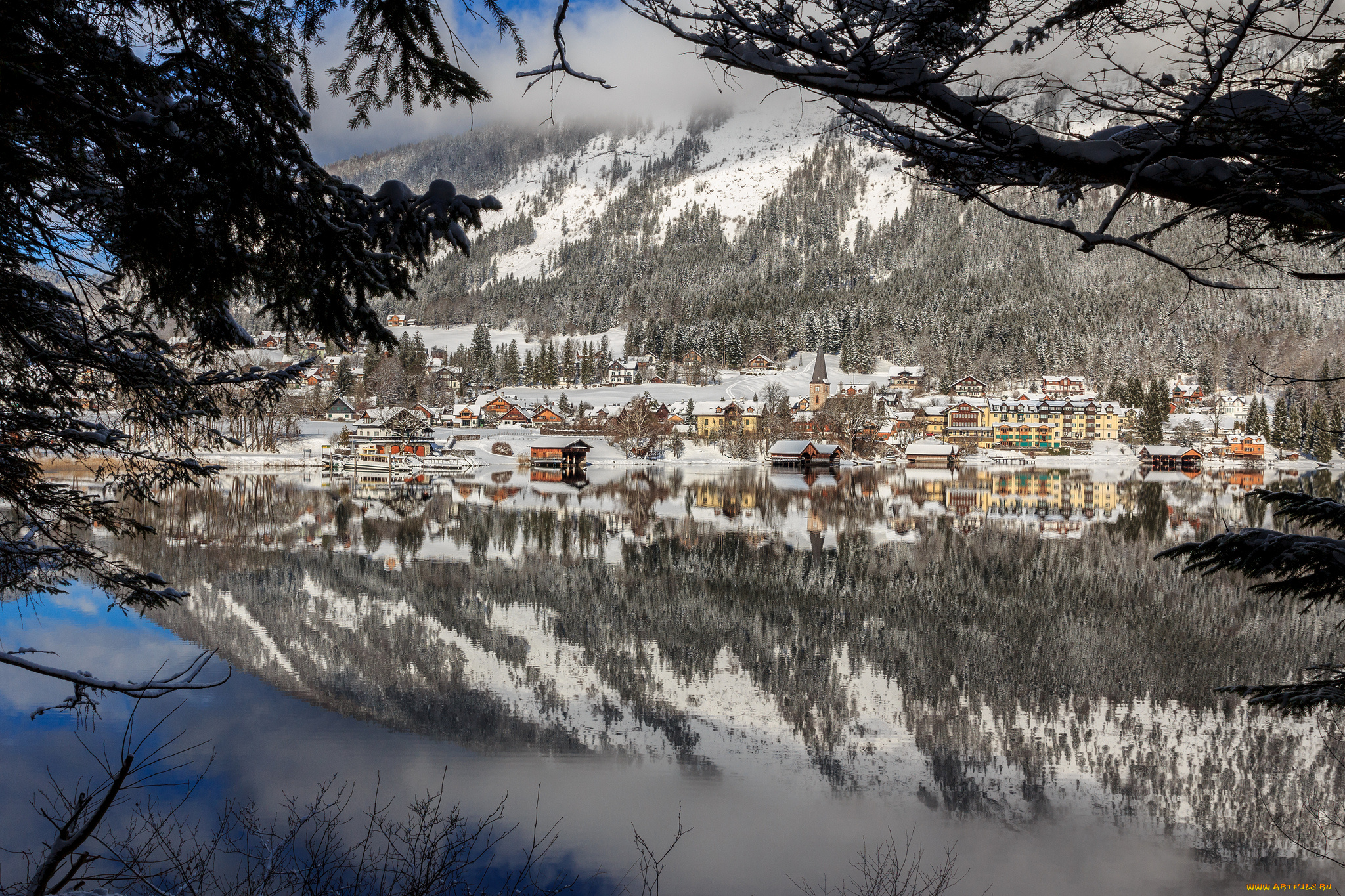 города, -, пейзажи, озеро, горы