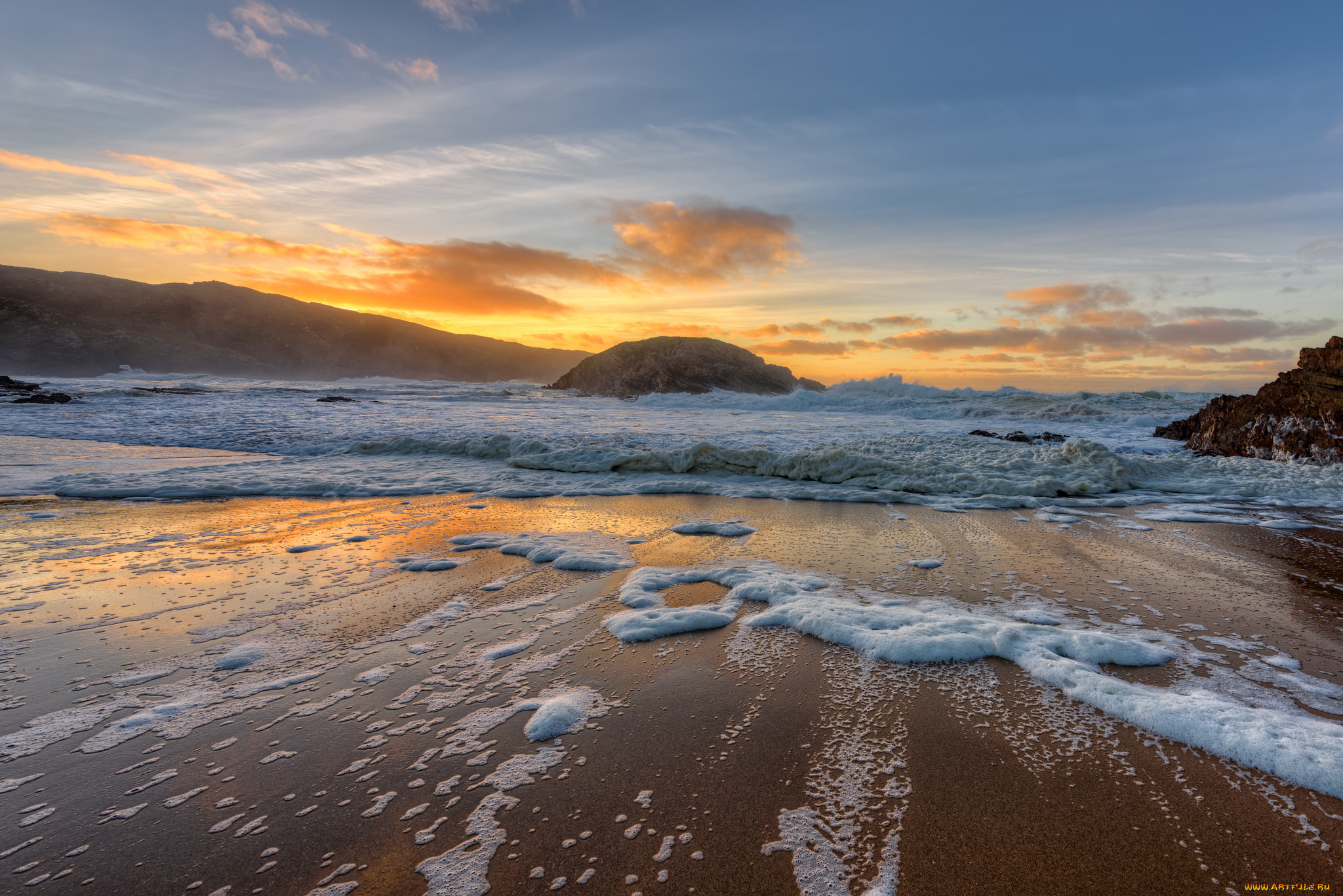 природа, побережье, рассвет