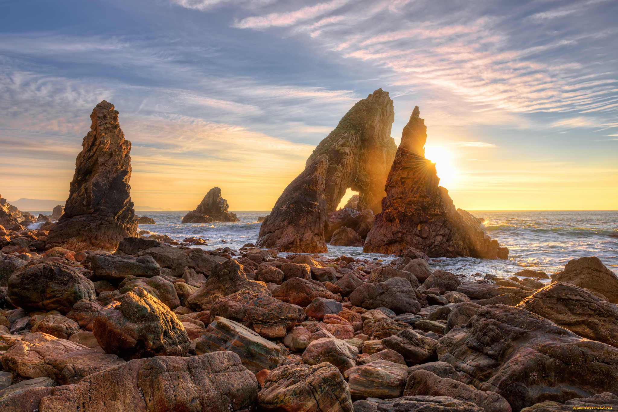 природа, побережье, рассвет