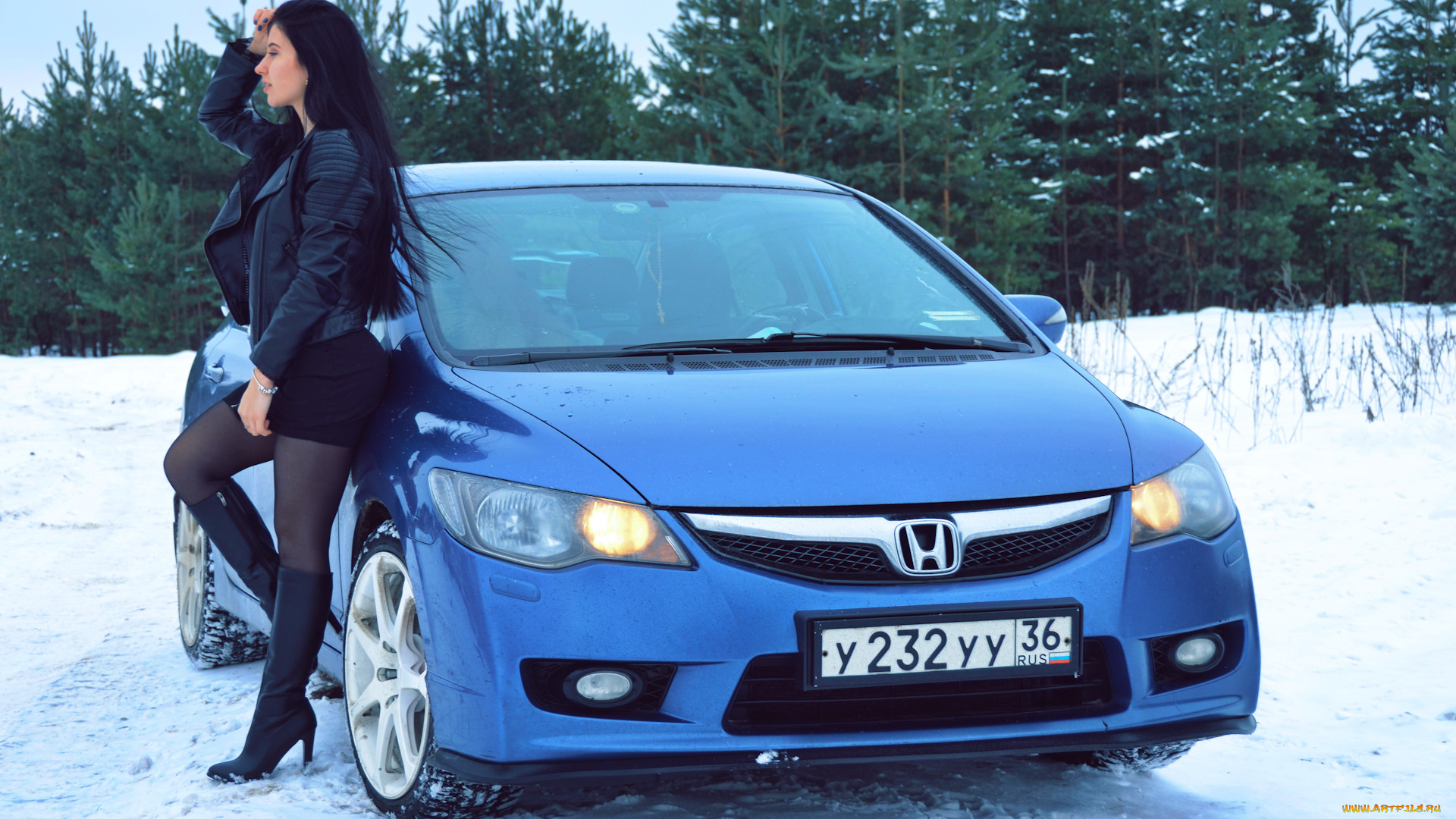 автомобили, -авто, с, девушками, honda, civic
