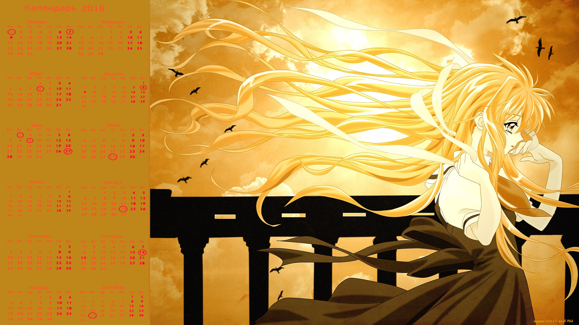 календари, аниме, девушка, профиль
