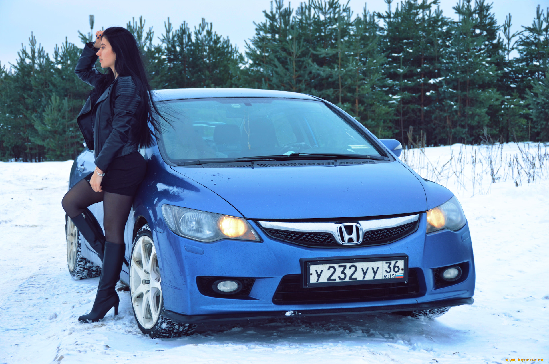 автомобили, -авто, с, девушками, honda, civic