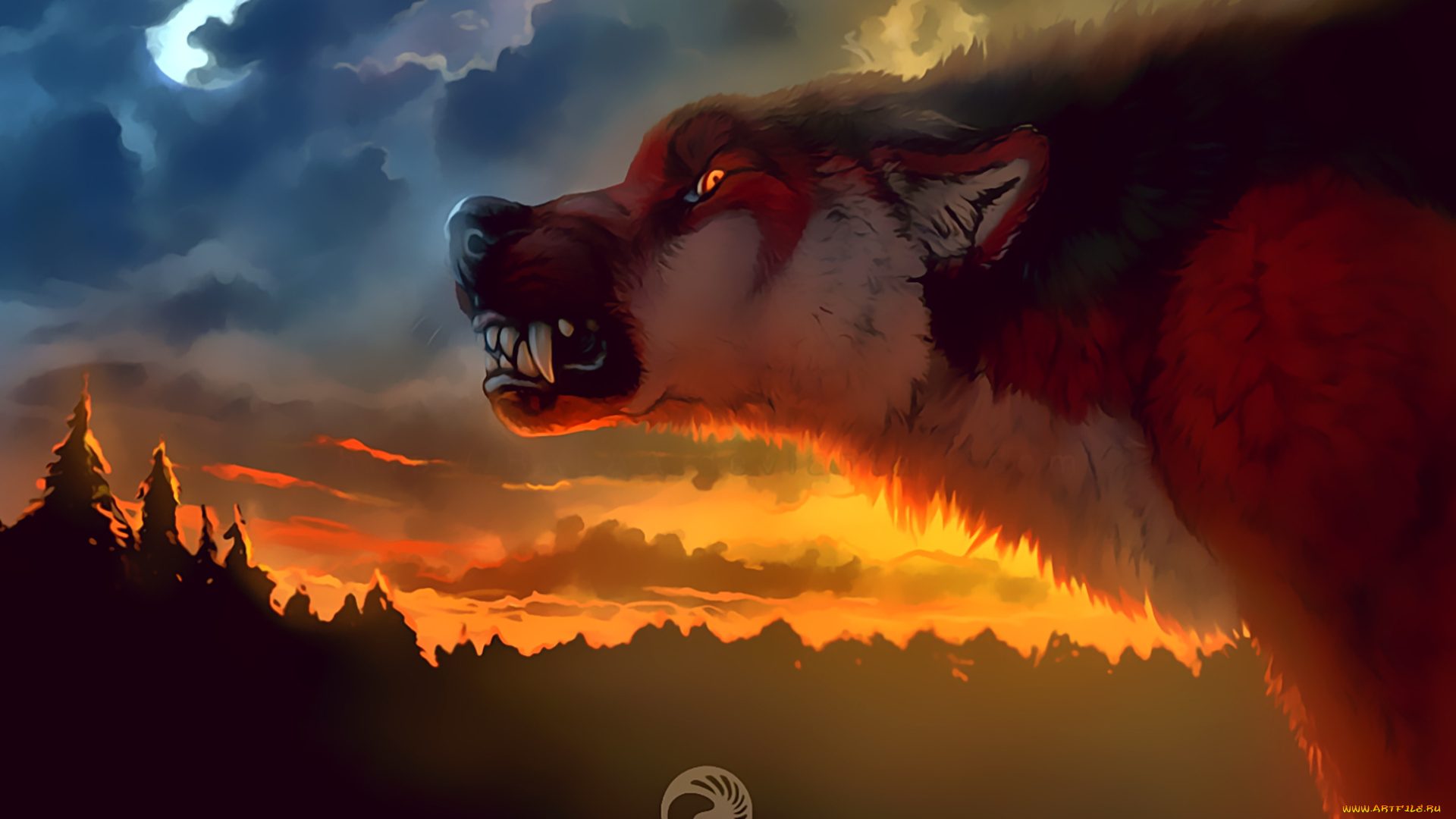 календари, фэнтези, оборотень, волк, луна, клыки, животное, calendar, 2020