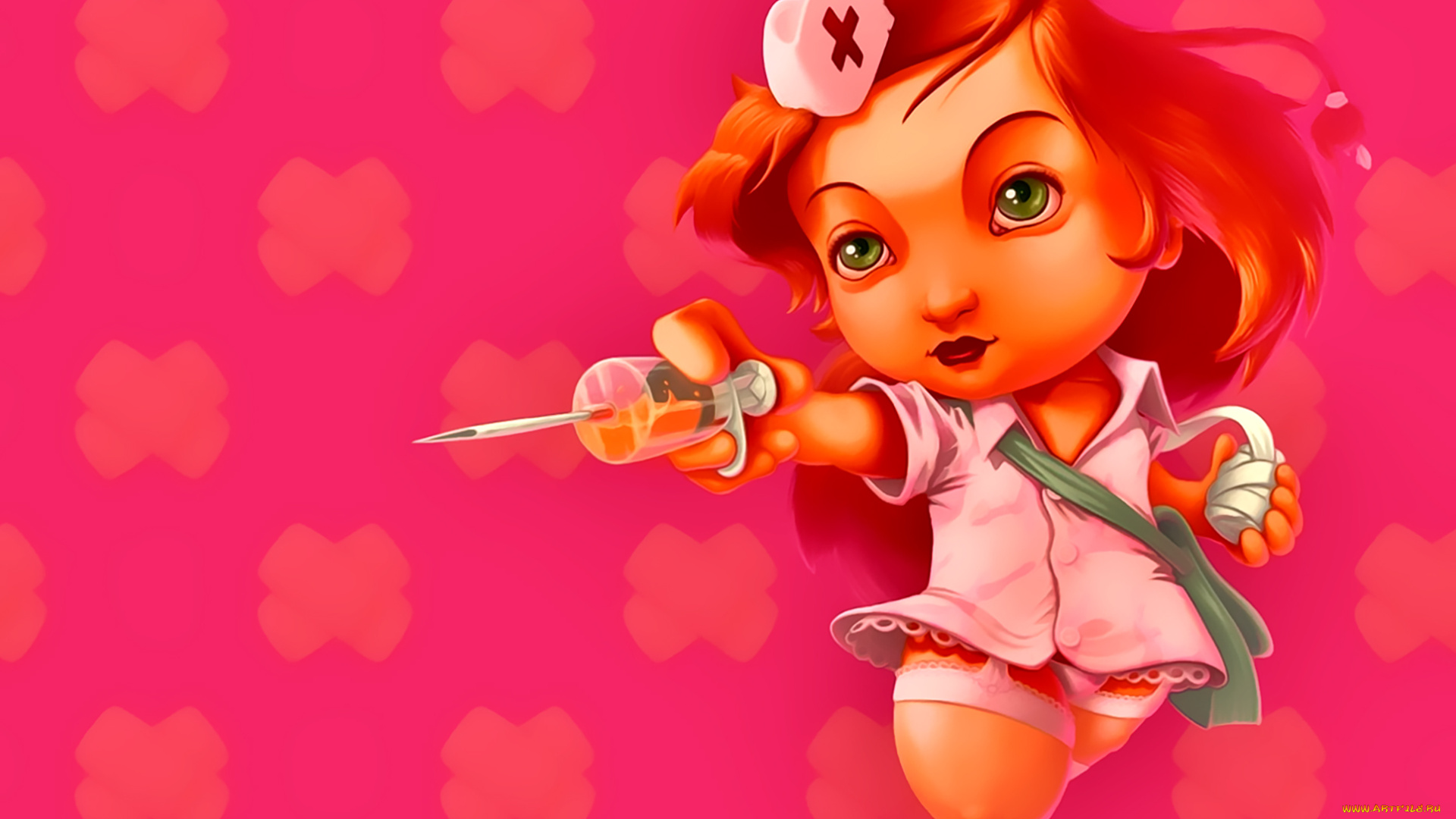 календари, рисованные, , векторная, графика, девушка, шприц, униформа, врач, медсестра, calendar, 2020