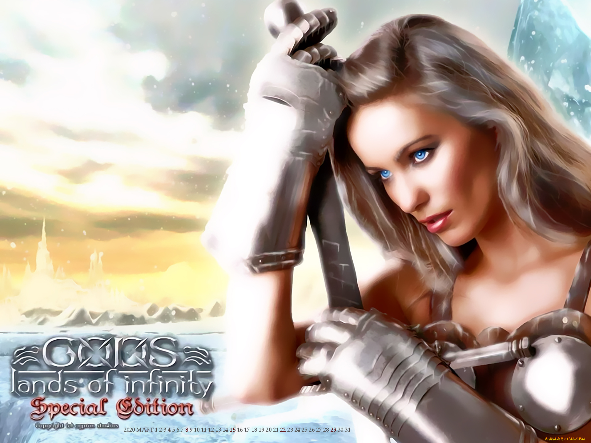 календари, видеоигры, девушка, латы, перчатки, calendar, 2020