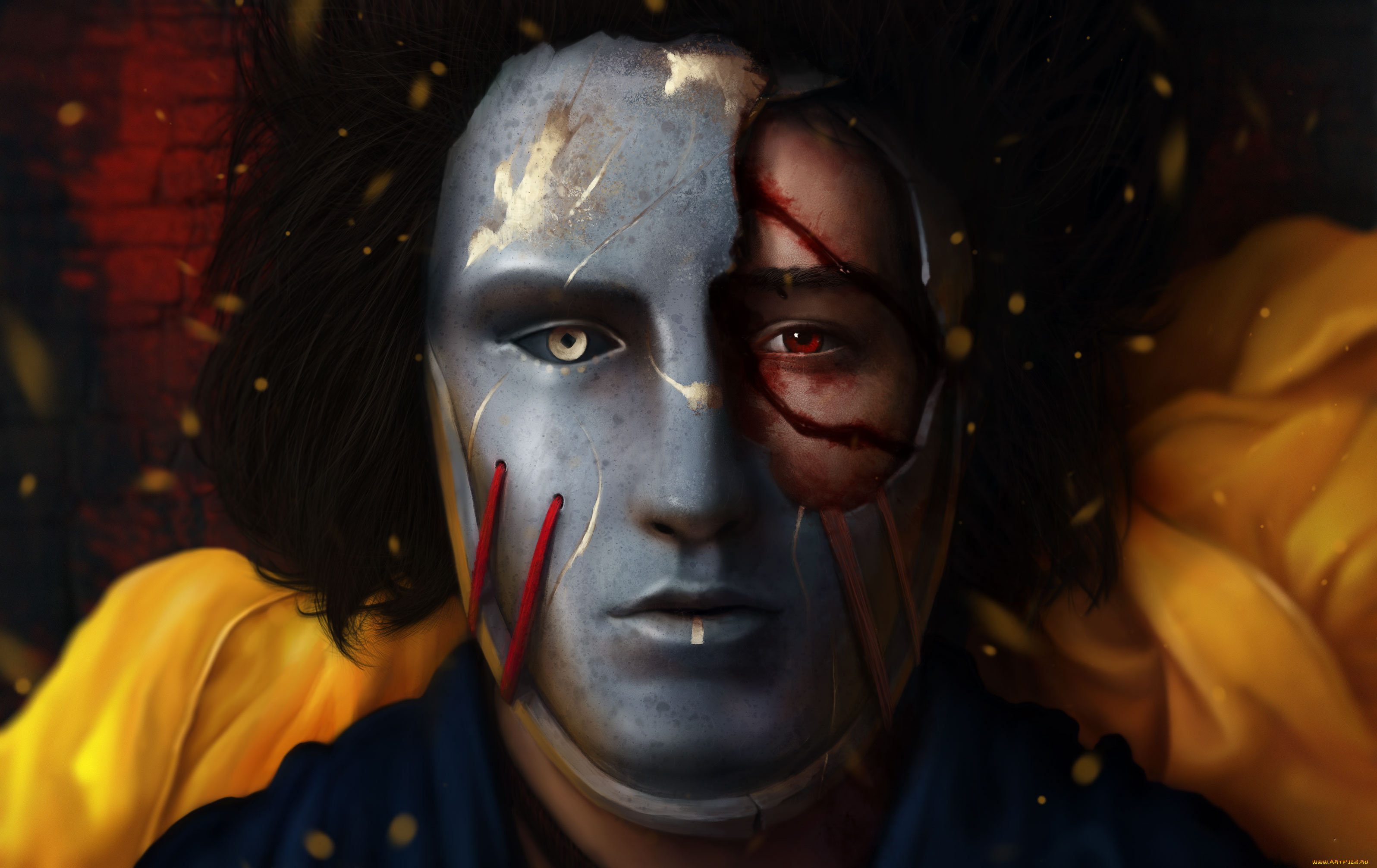 фэнтези, существа, мужчина, фон, взгляд, маска