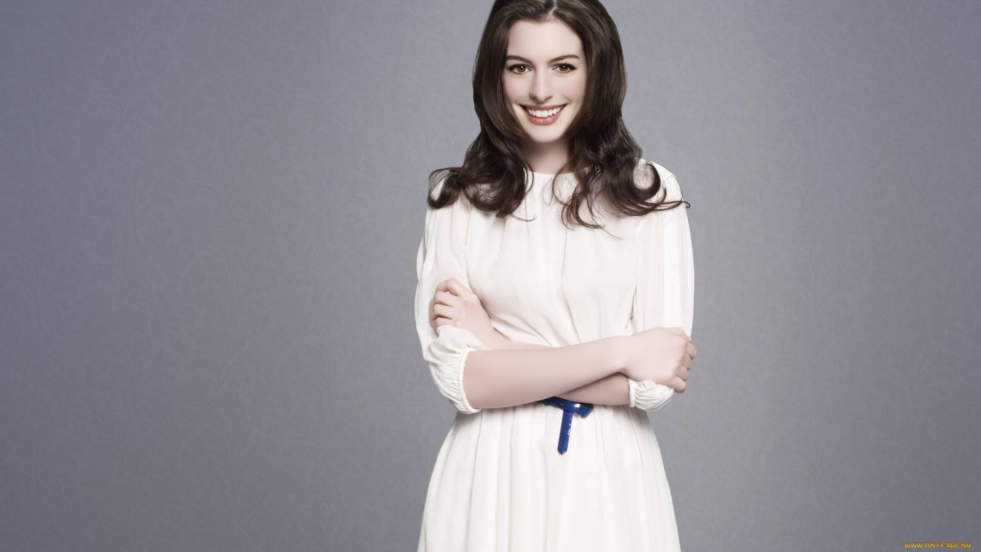 девушки, anne, hathaway, актриса, шатенка, платье