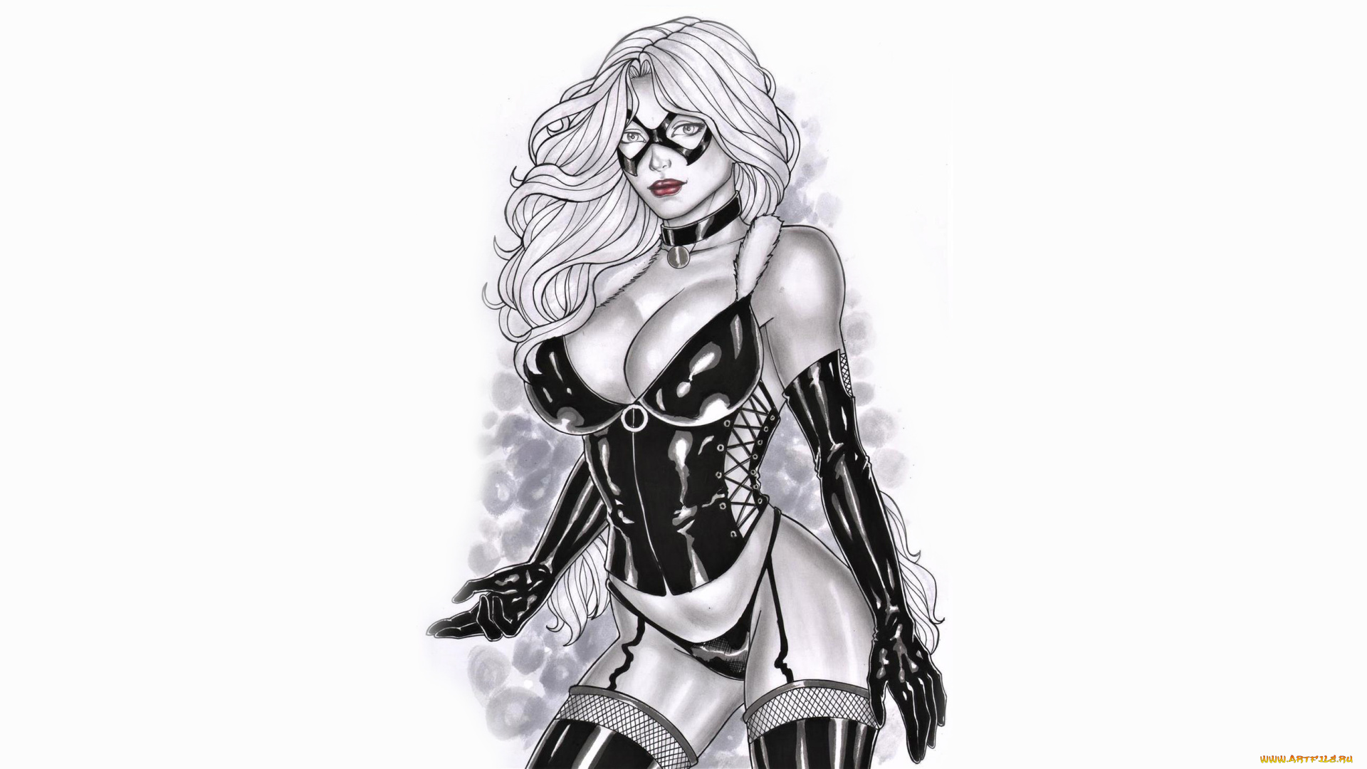 рисованное, elberty, oliveira, девушка, фон, взгляд, маска, корсет