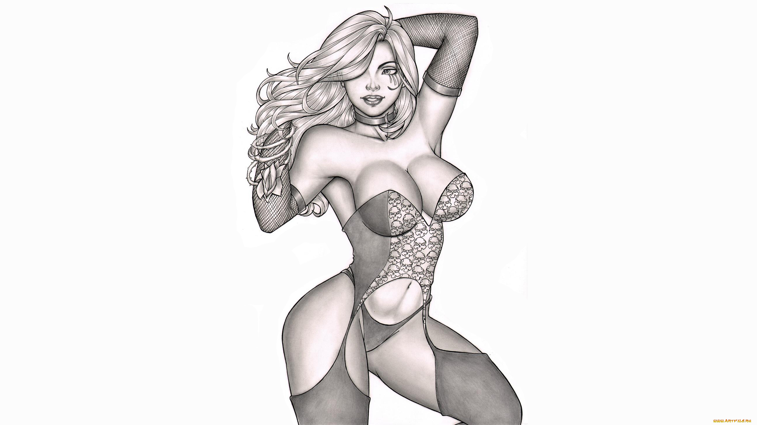 рисованное, elberty, oliveira, девушка, фон, корсет, чулки, скетч