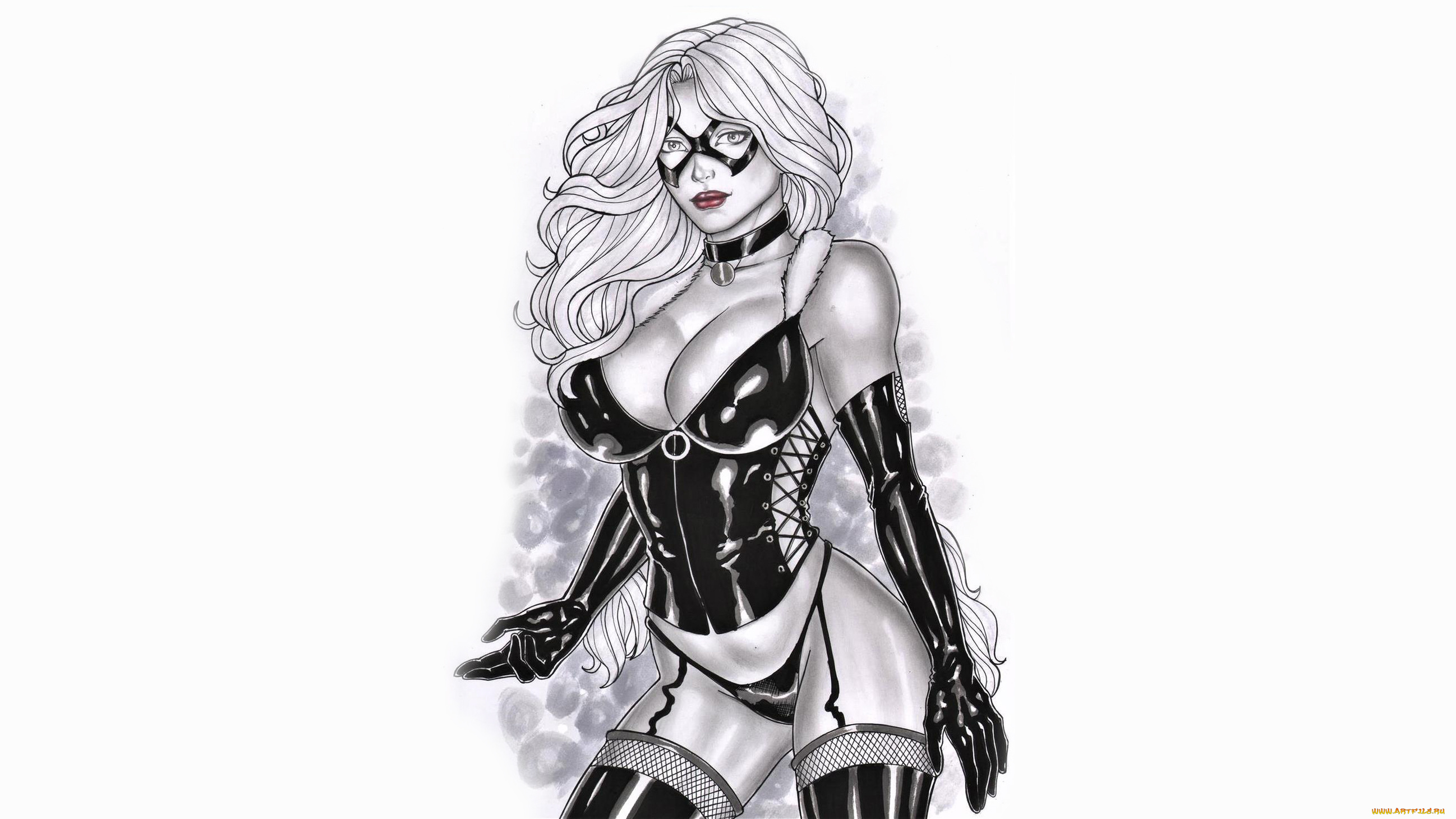 рисованное, elberty, oliveira, девушка, фон, взгляд, маска, корсет