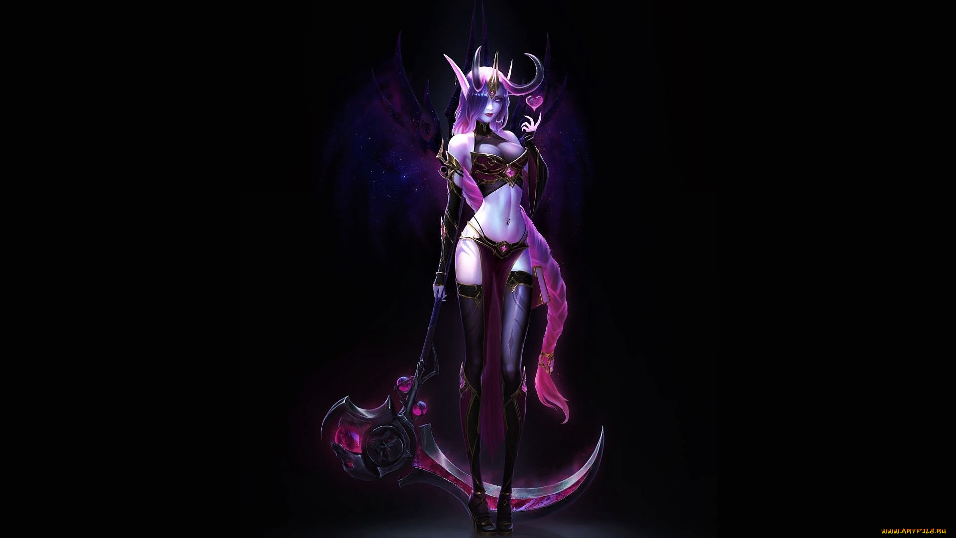 фэнтези, демоны, девушка, сердечко, коса