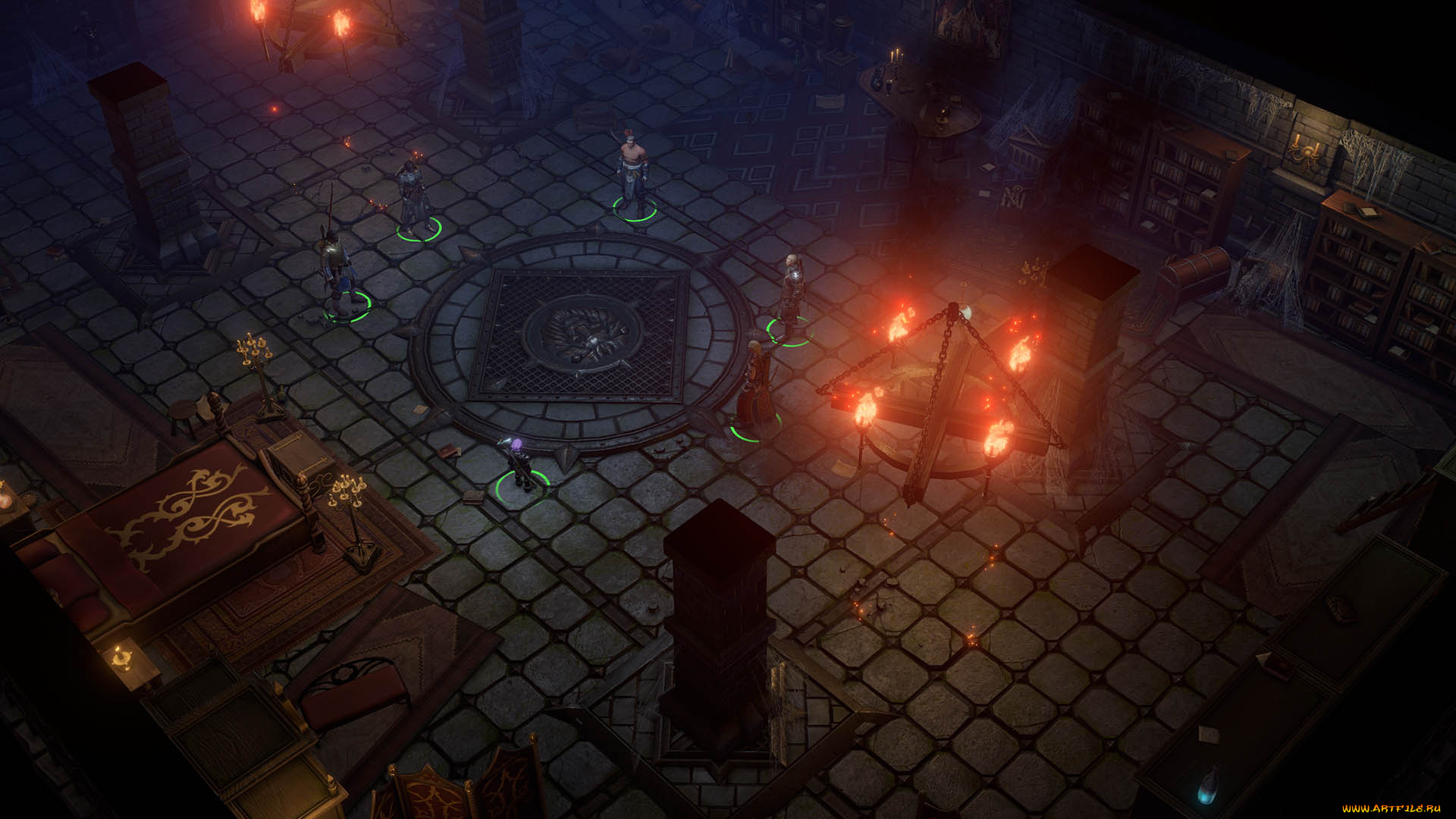 видео, игры, pathfinder, , wrath, of, the, righteous, зал, фигуры, ритуал