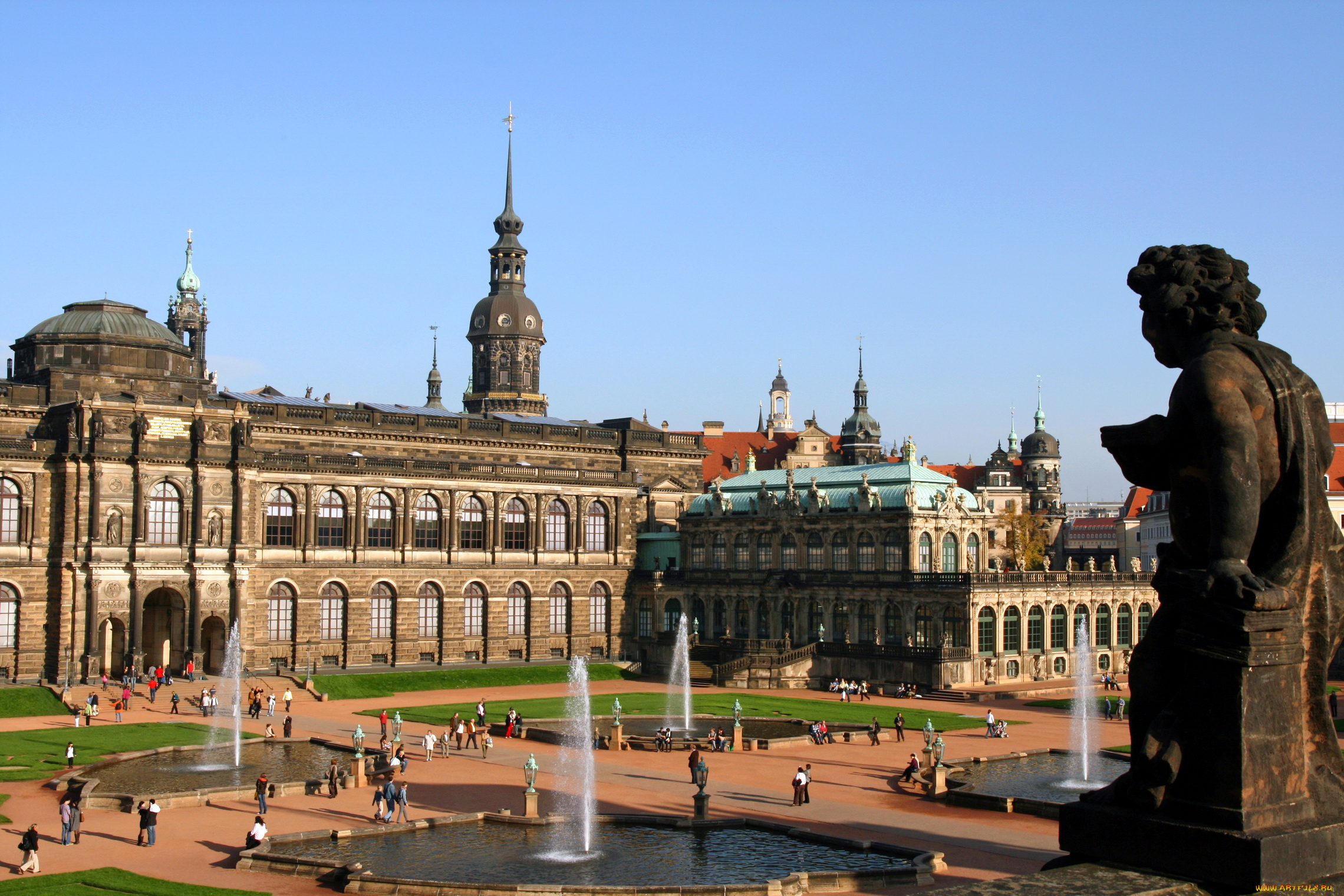 города, дрезден, германия, zwinger, palace
