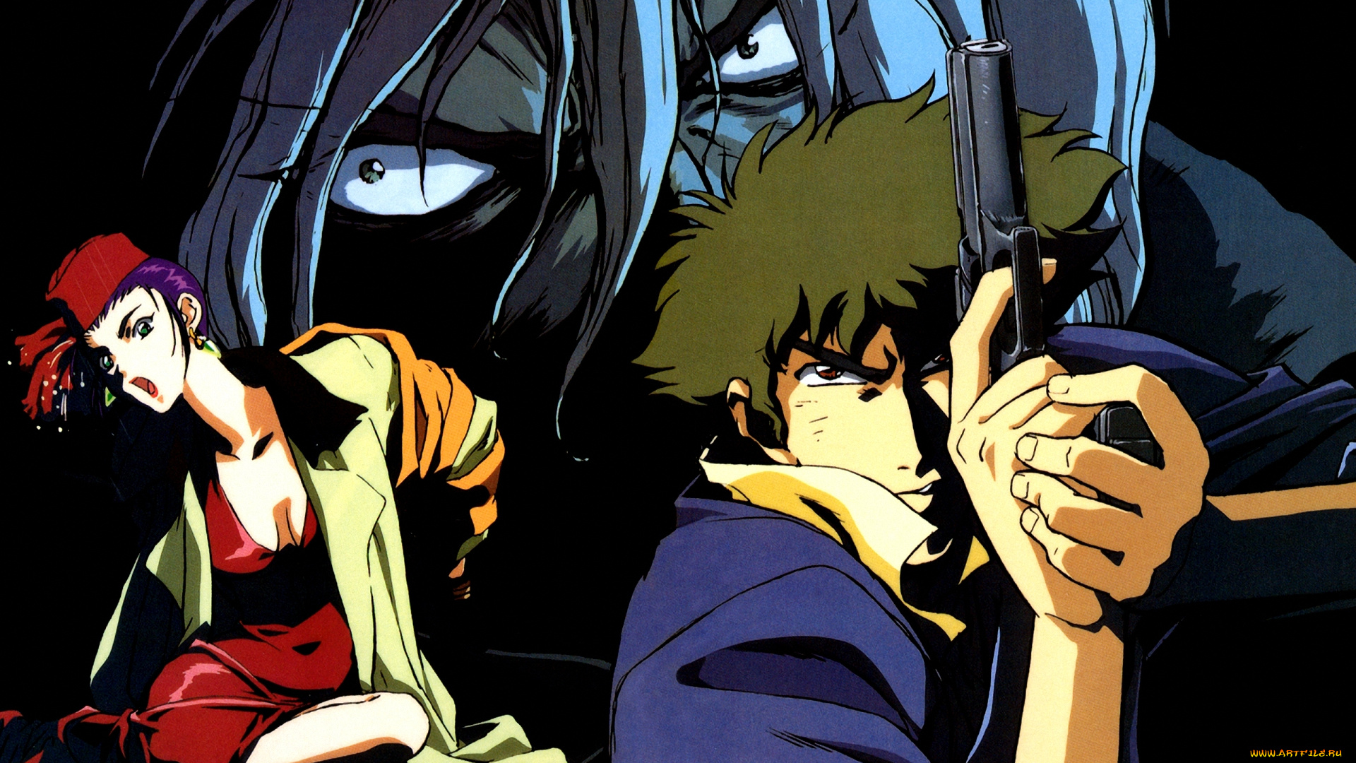 аниме, cowboy, bebop, spike, faye, vicious
