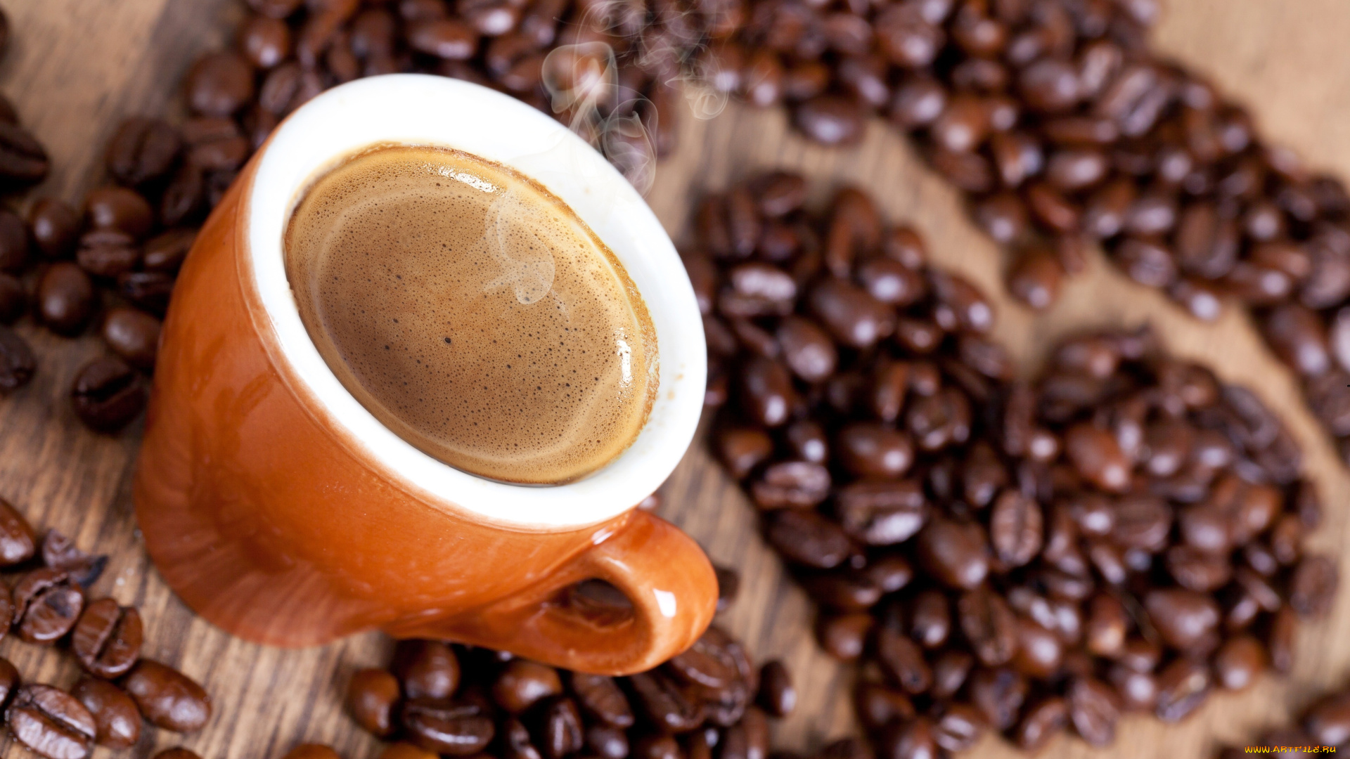 еда, кофе, кофейные, зёрна, сердце