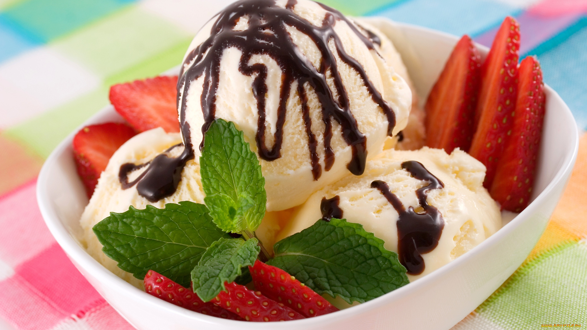 еда, мороженое, десерты, клубника