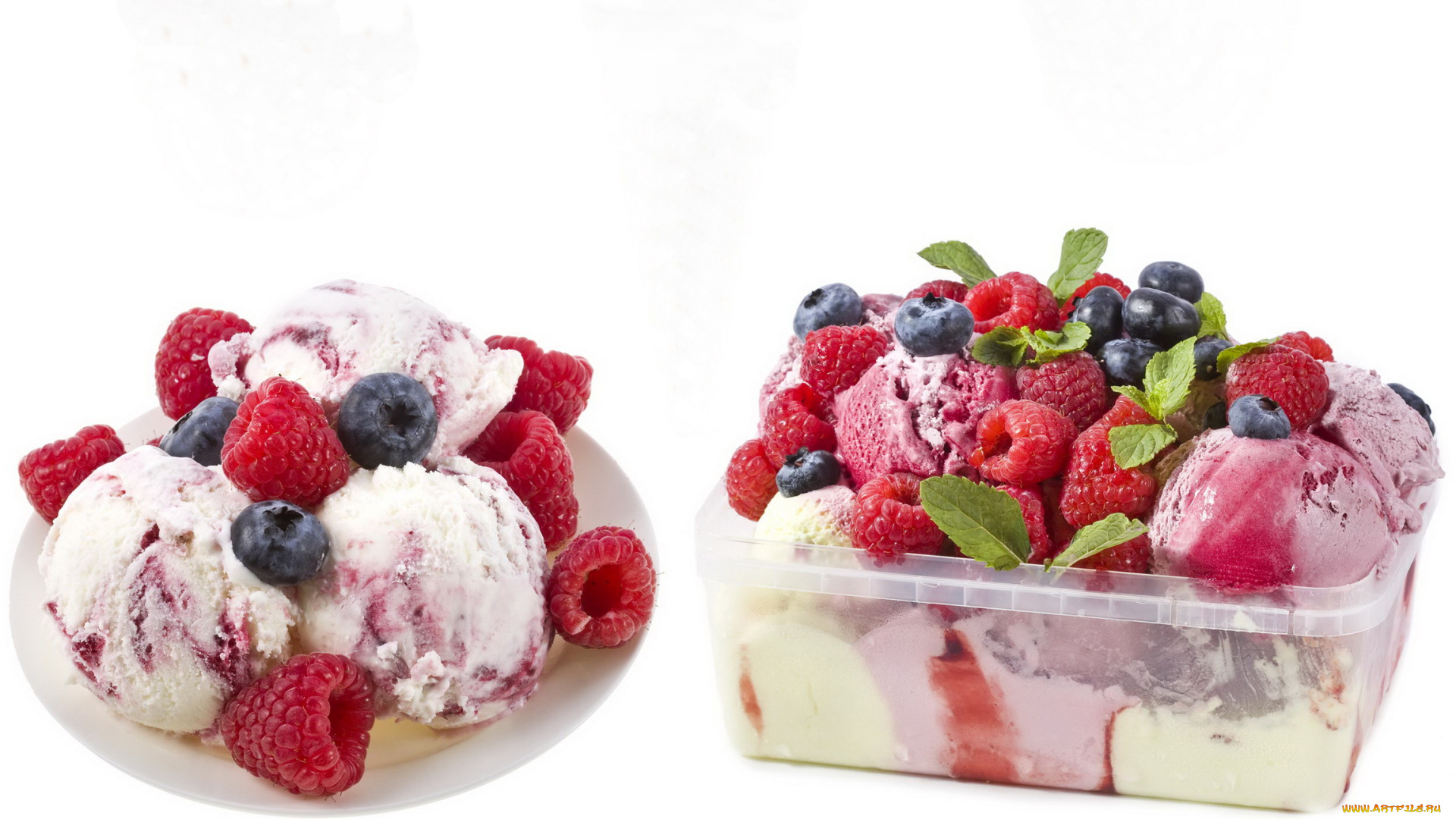 еда, мороженое, десерты, ягоды