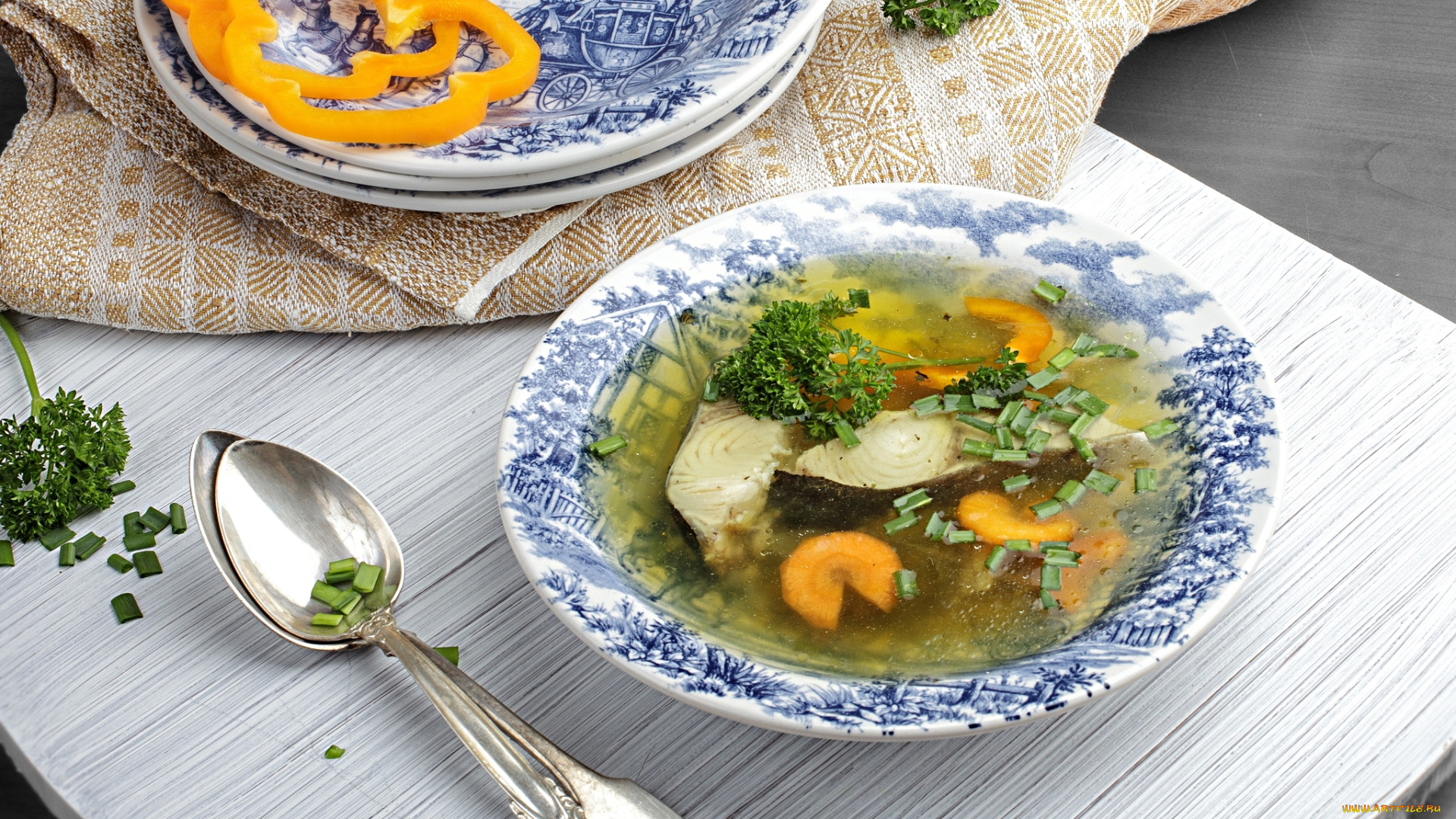 еда, первые, блюда, лук, уха, ложка, рыба