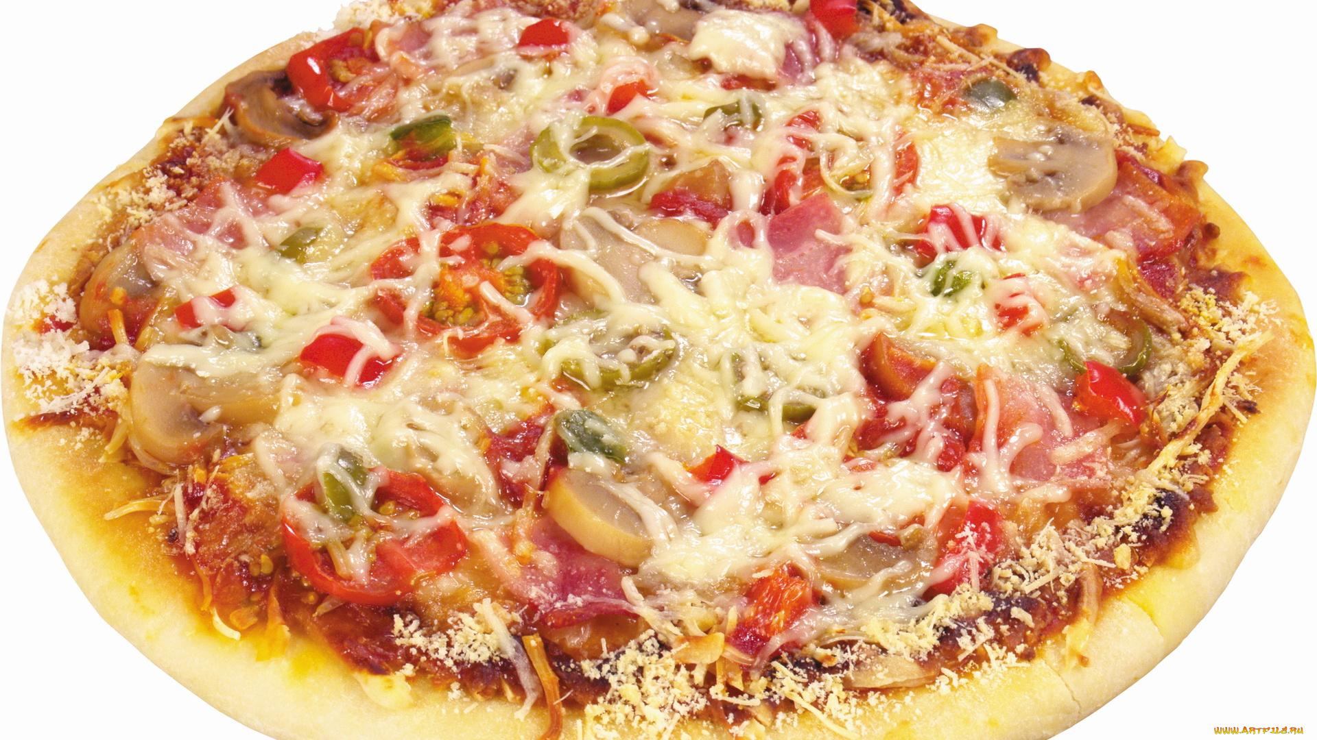 еда, пицца, шампиньоны, сыр