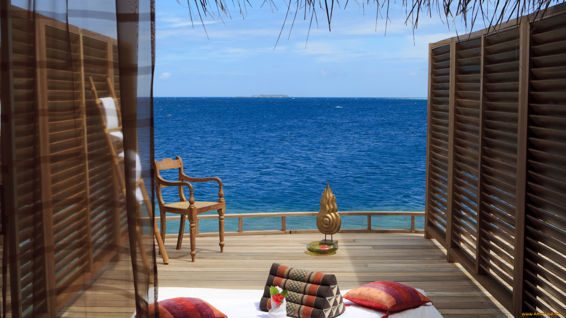 интерьер, веранды, террасы, балконы, терраса, море, подушки