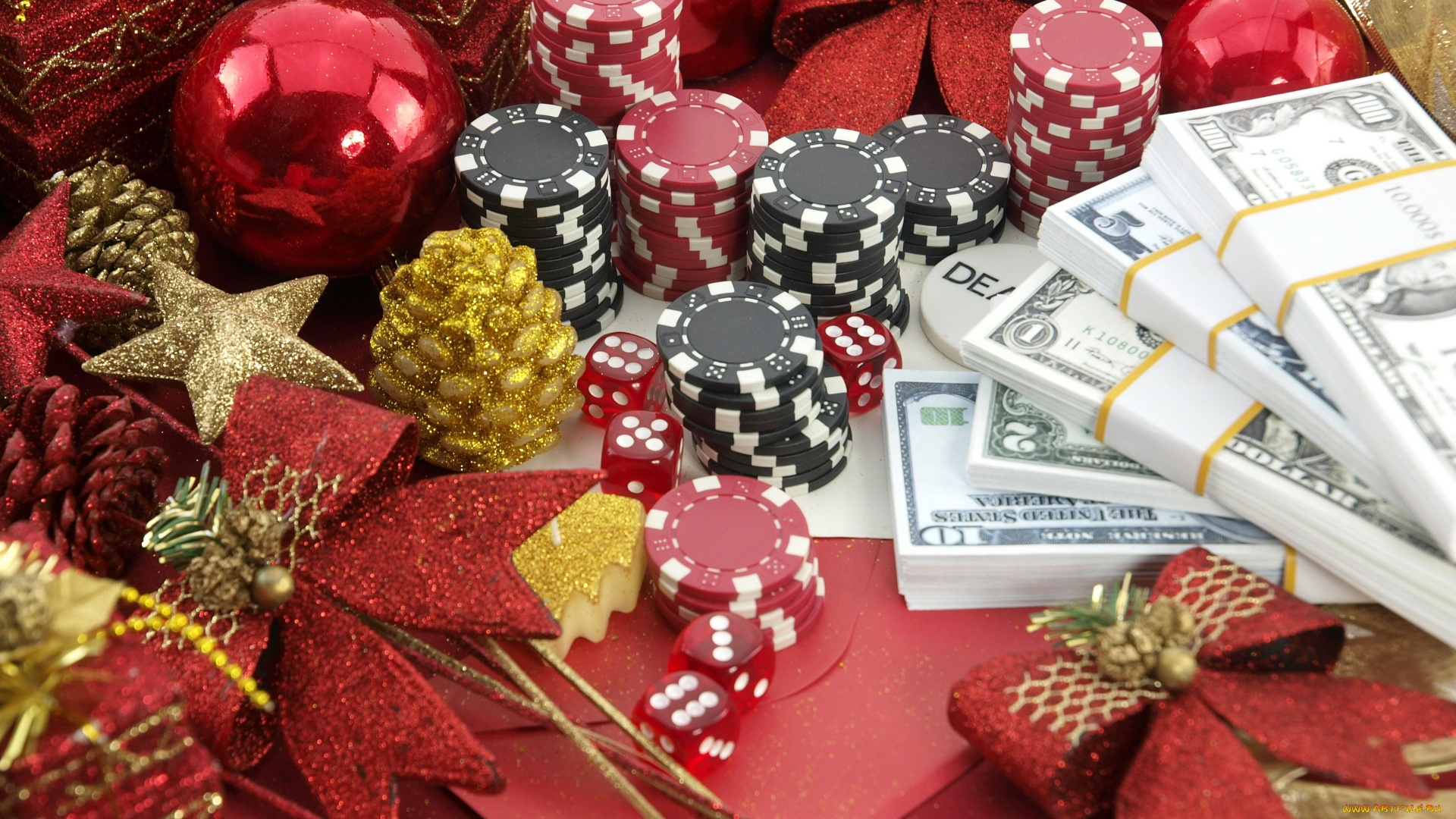праздничные, разное, новый, год, украшения, новогоднее, казино, фишки