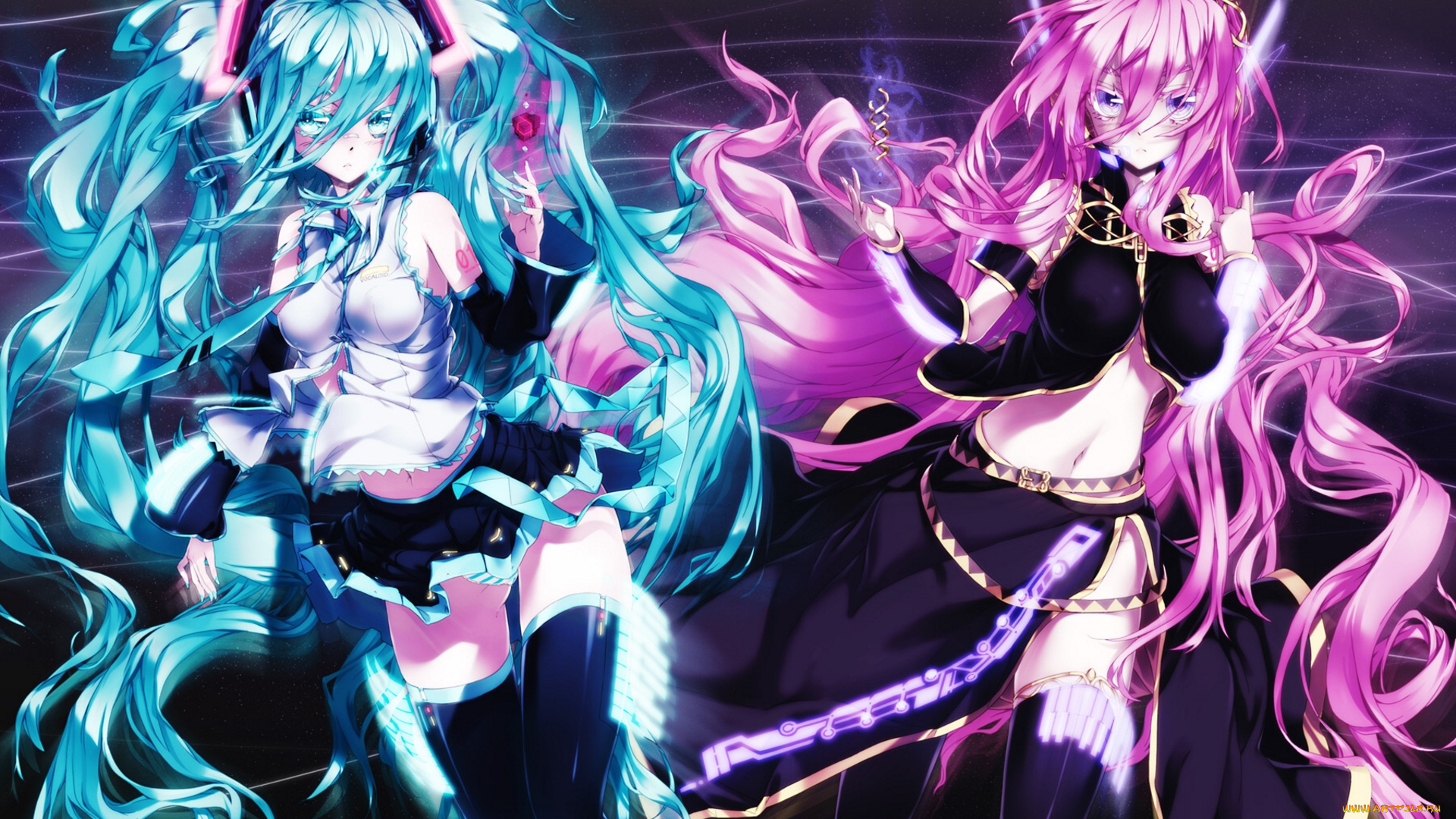 vocaloid, аниме, hatsune, miku, megurine, luka