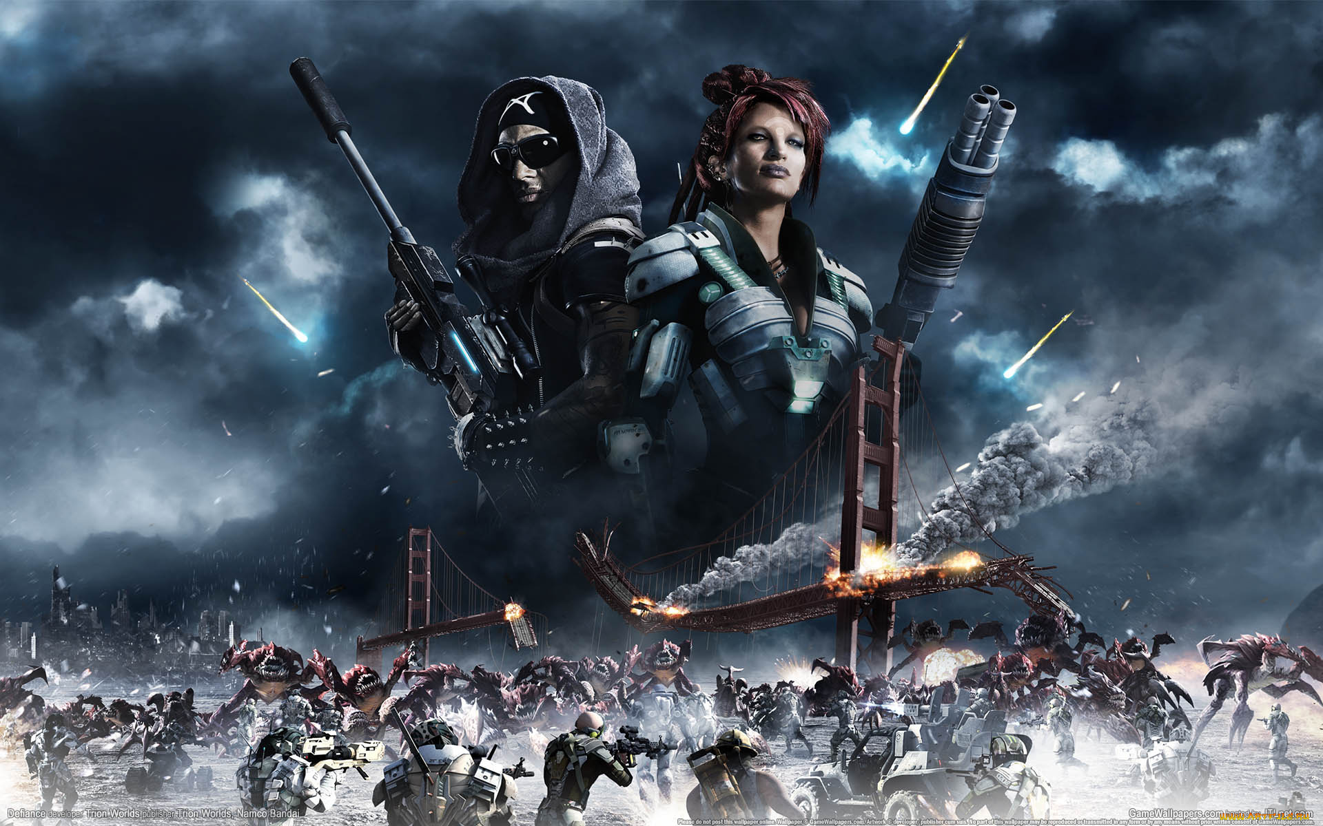 defiance, видео, игры, мост, солдаты, сражение, бой, оружие