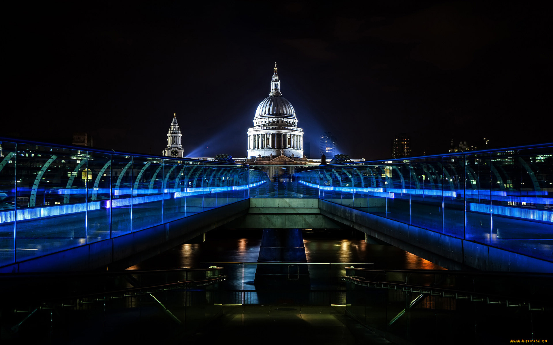 город, города, лондон, великобритания, millenium, bridge, мост, англия, темза, ночь