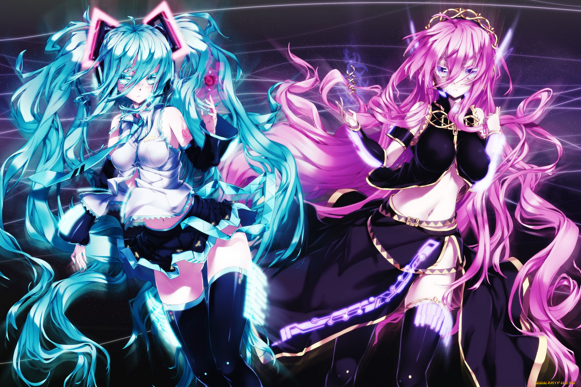 vocaloid, аниме, hatsune, miku, megurine, luka