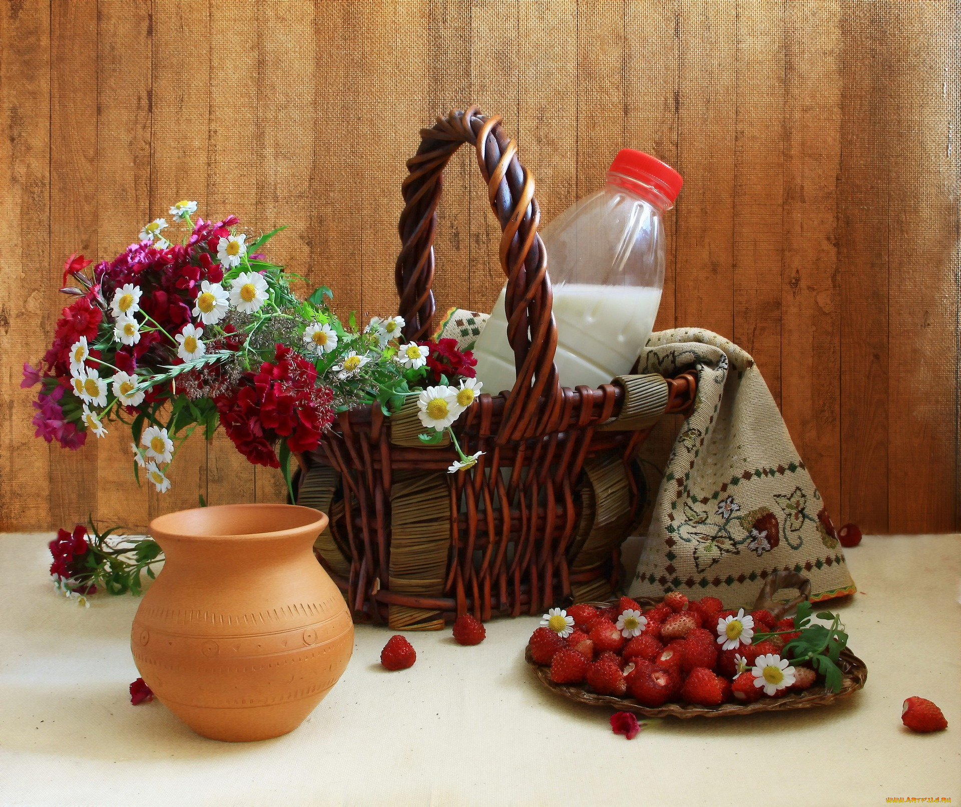 еда, натюрморт, земляника