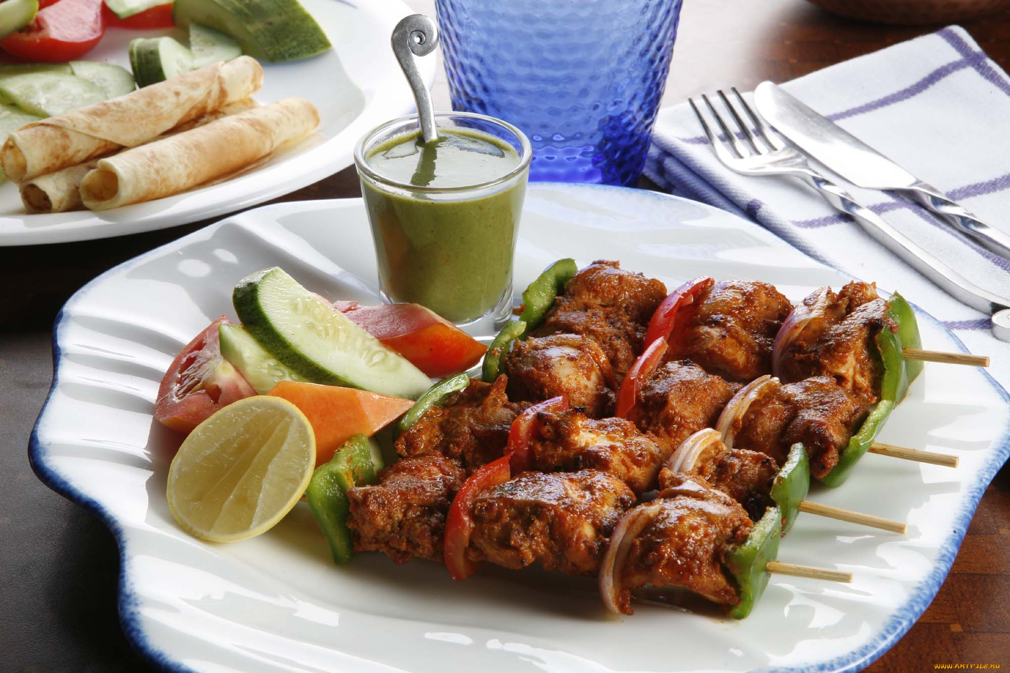 еда, шашлык, барбекю, овощи, соус