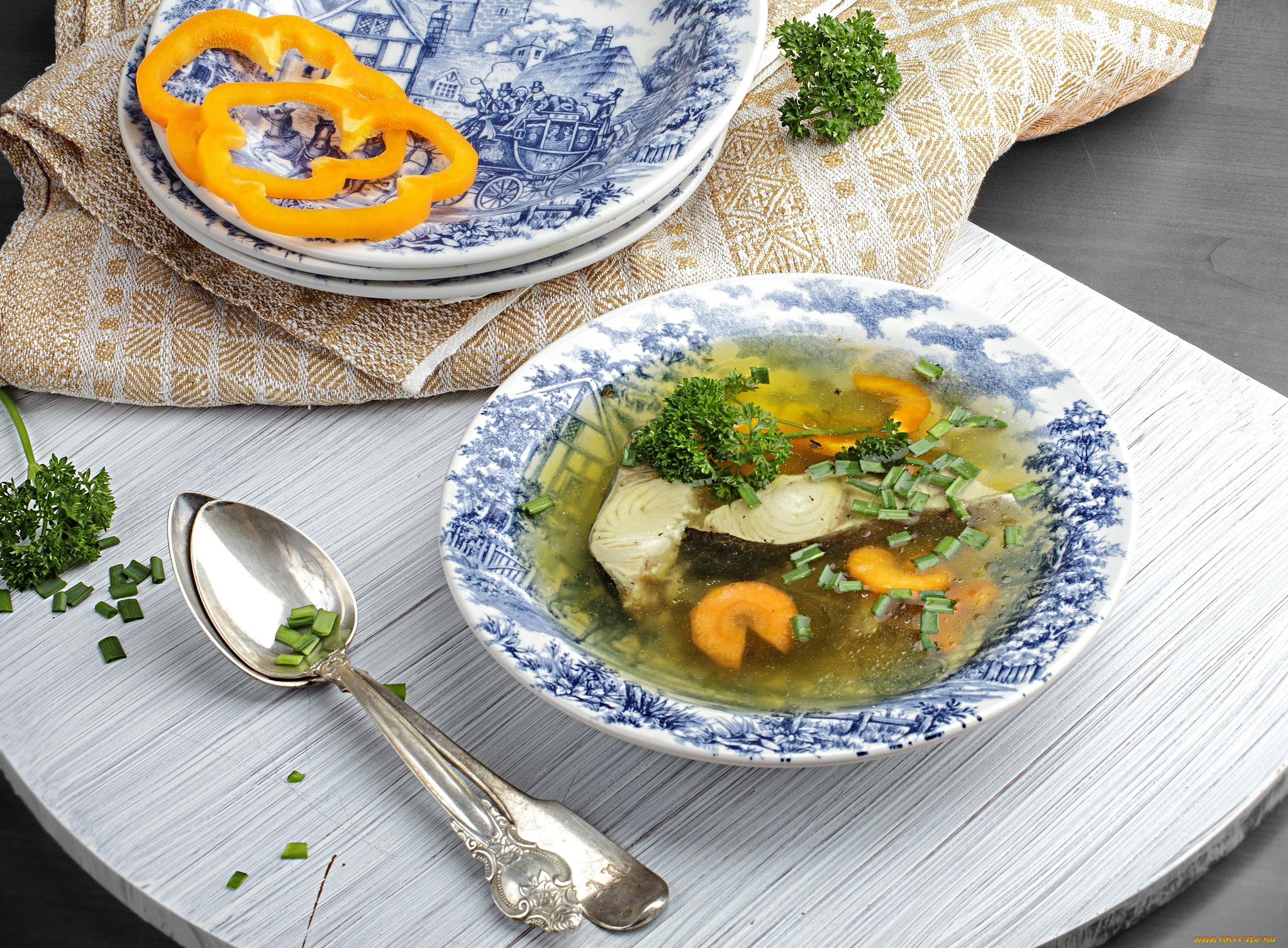 еда, первые, блюда, лук, уха, ложка, рыба