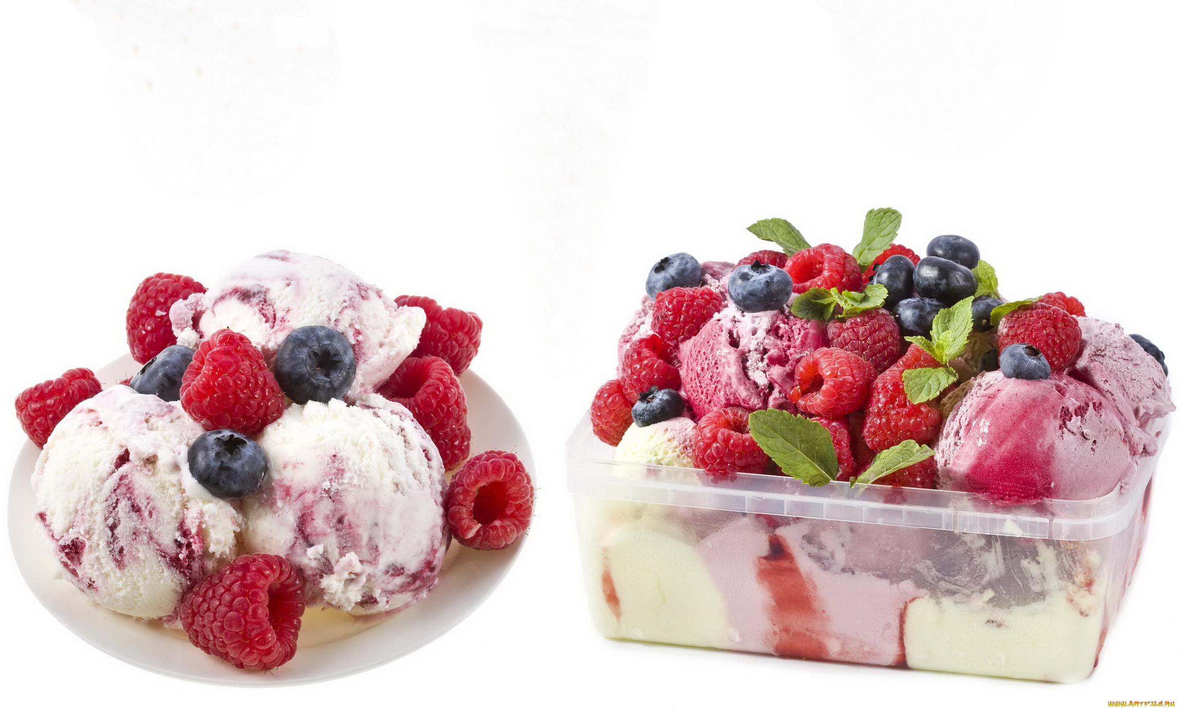 еда, мороженое, десерты, ягоды