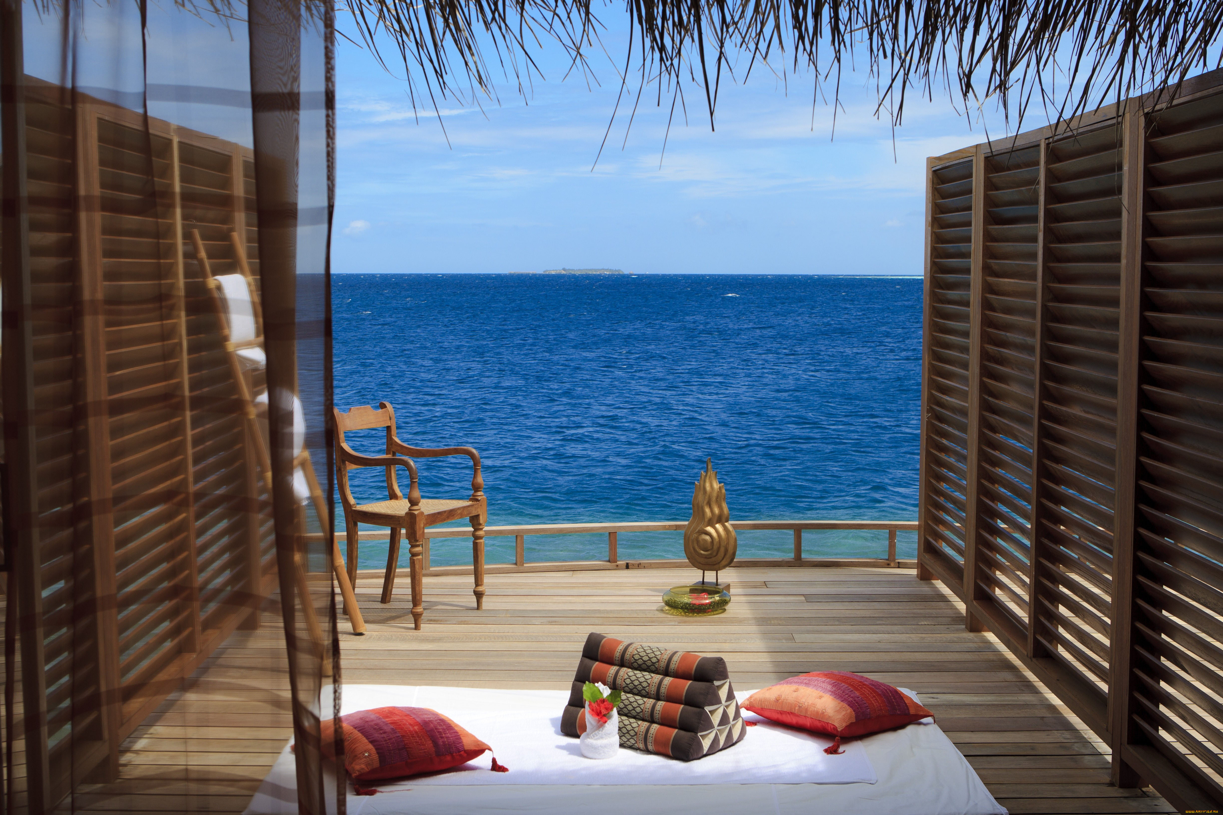 интерьер, веранды, террасы, балконы, терраса, море, подушки