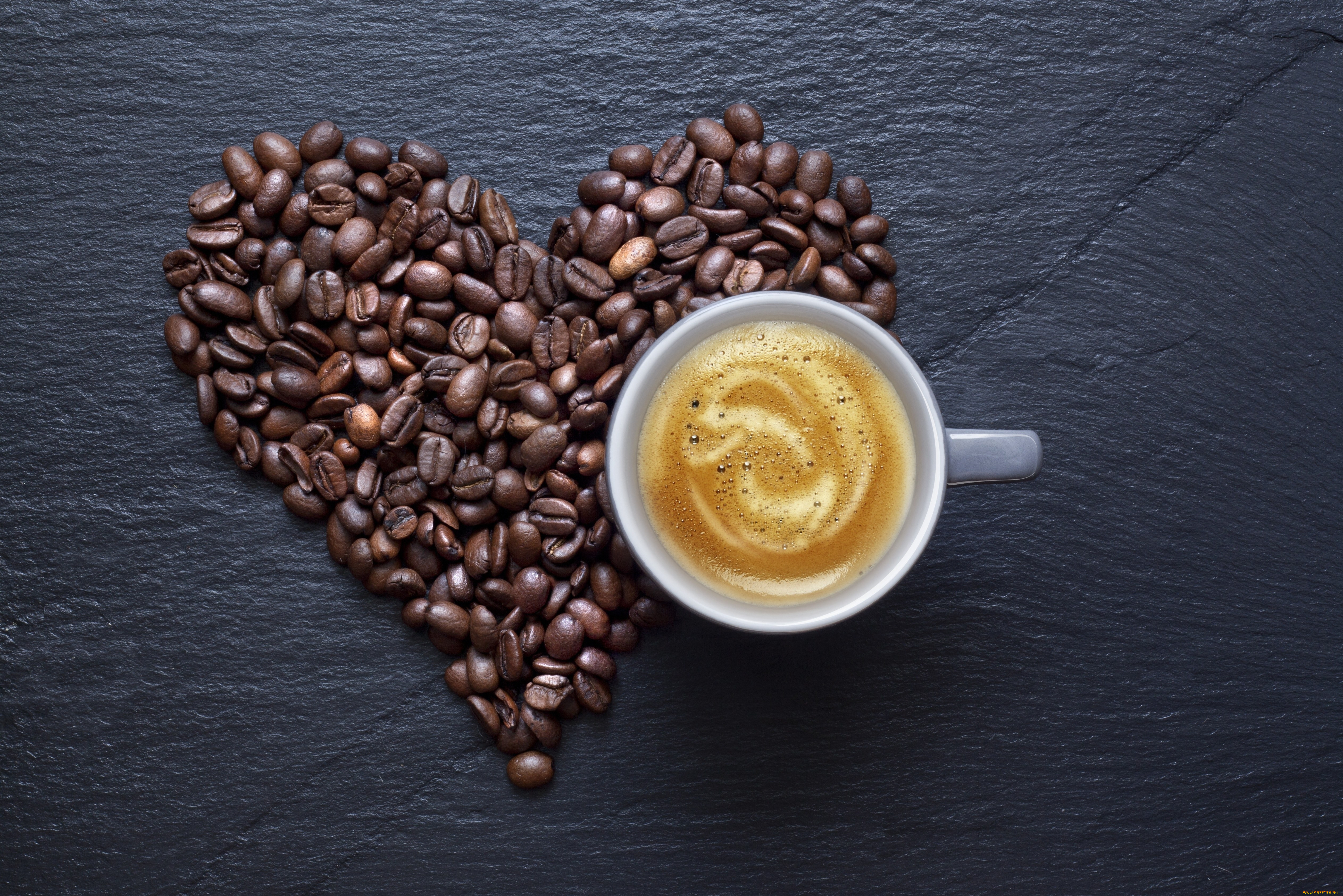 еда, кофе, кофейные, зёрна, сердце