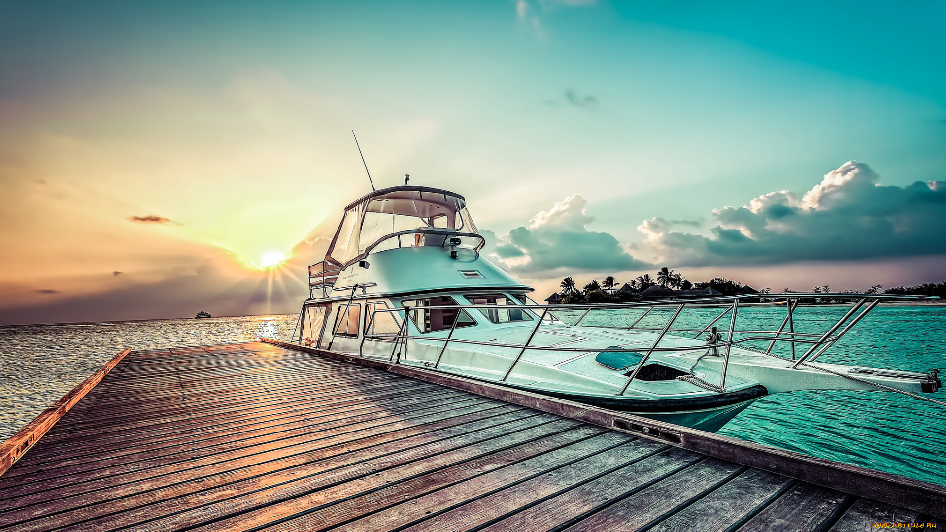 корабли, Яхты, причал, тропики, океан, острова, яхта